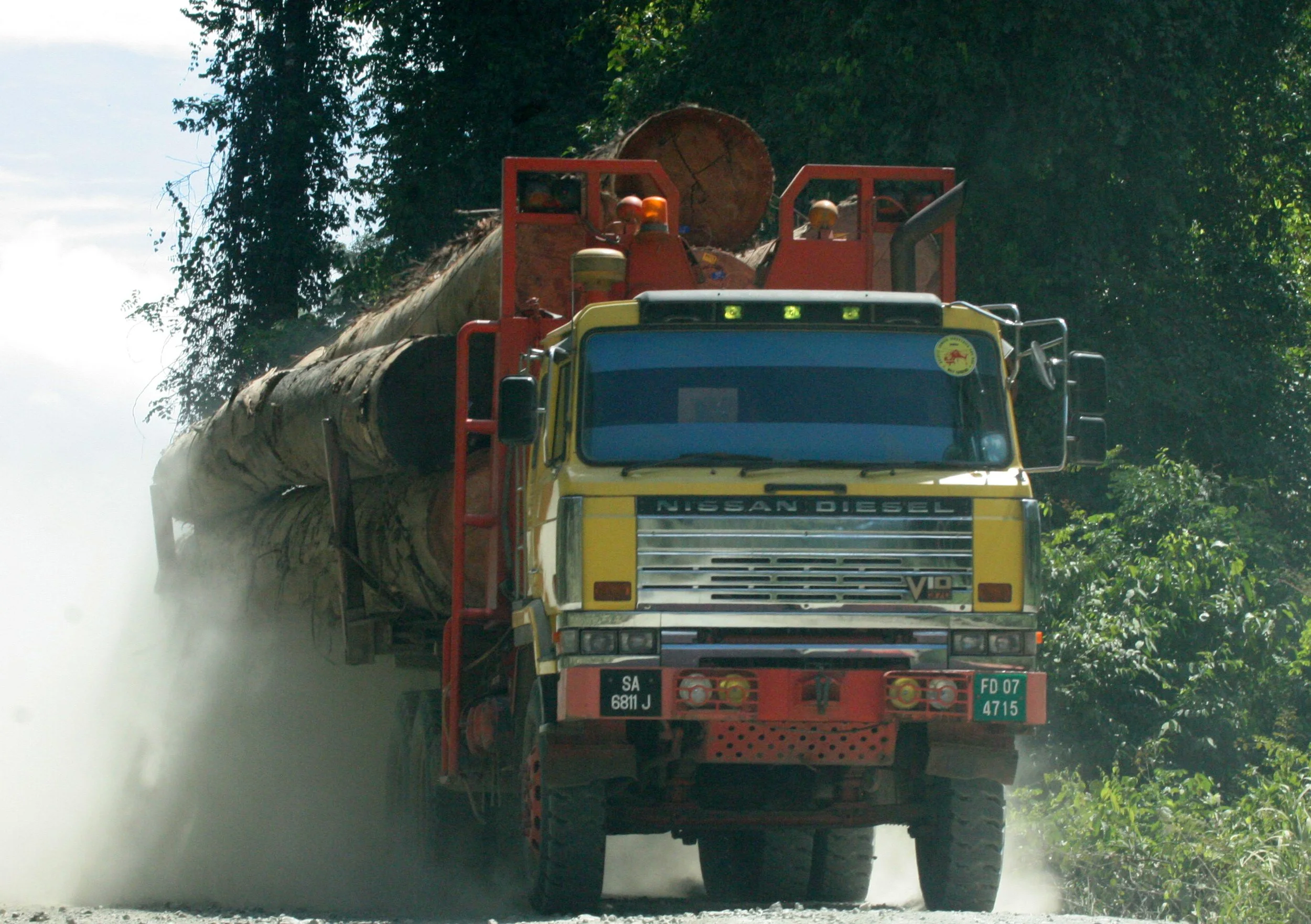 Endless truckloads of old growth trees coming out of the Borneo forest