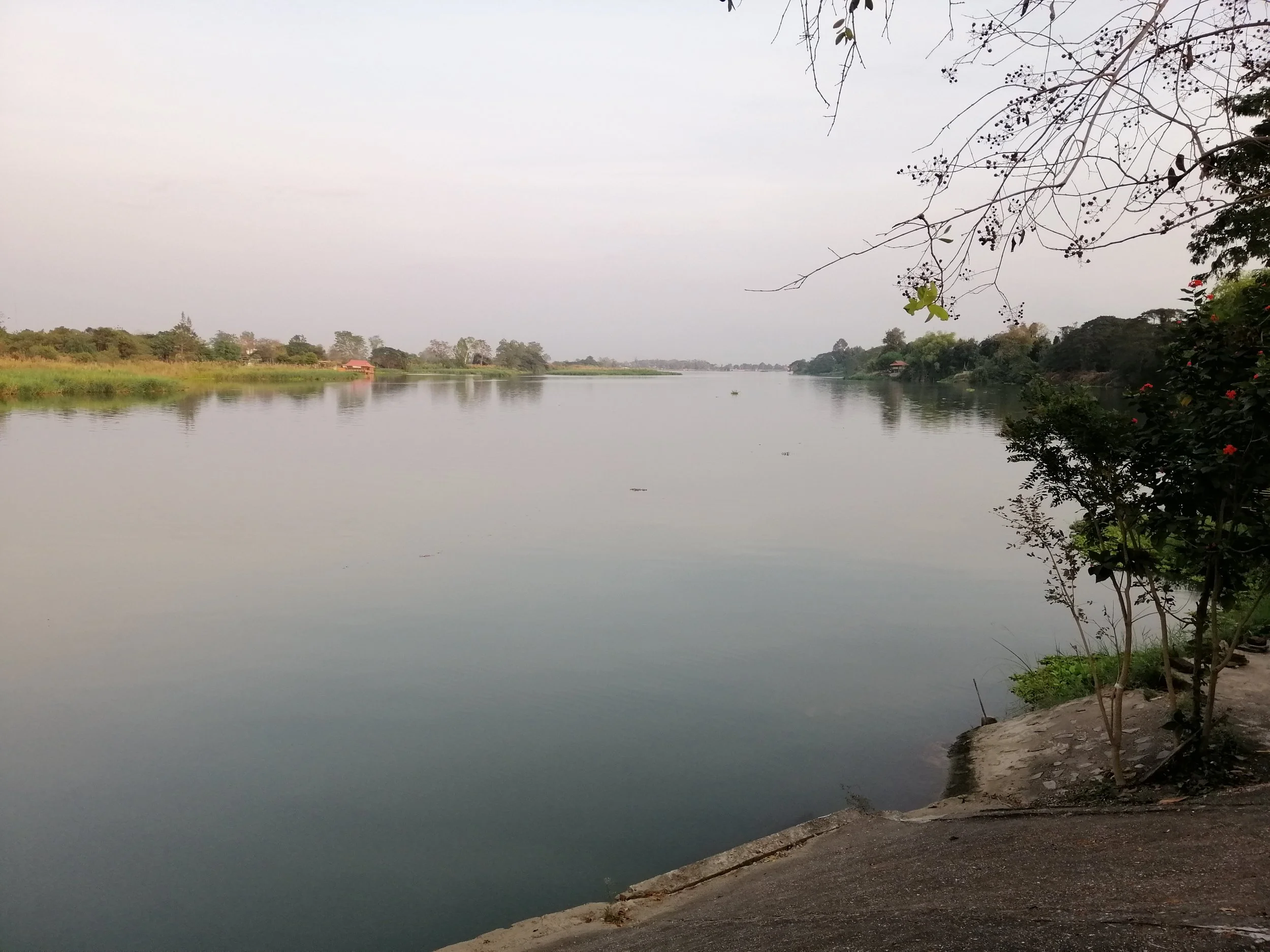 The Ping River at Kamphaeng Phet is a tributary to the Chao Praya River.