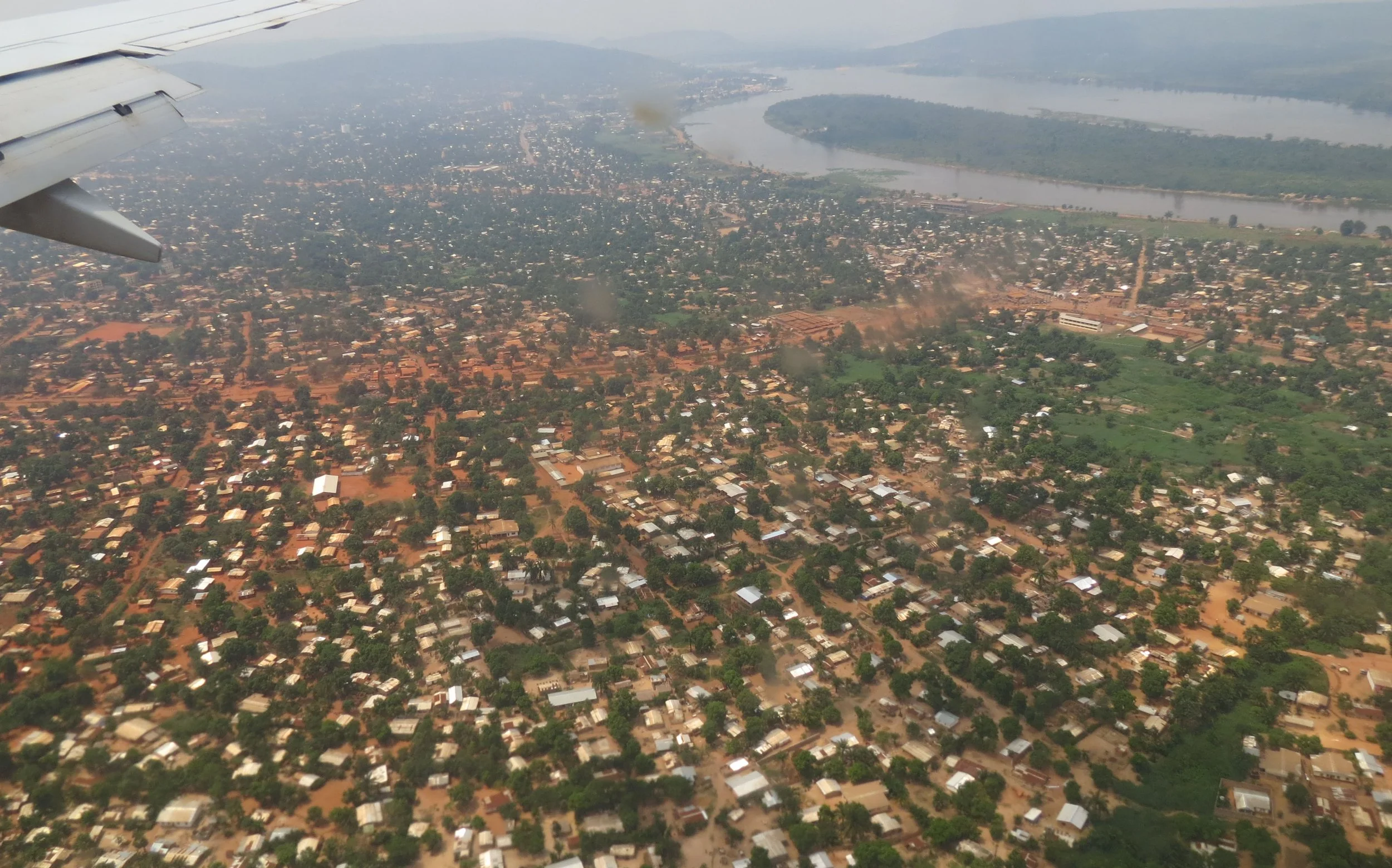 Bangui from the air - note the lack of pavement