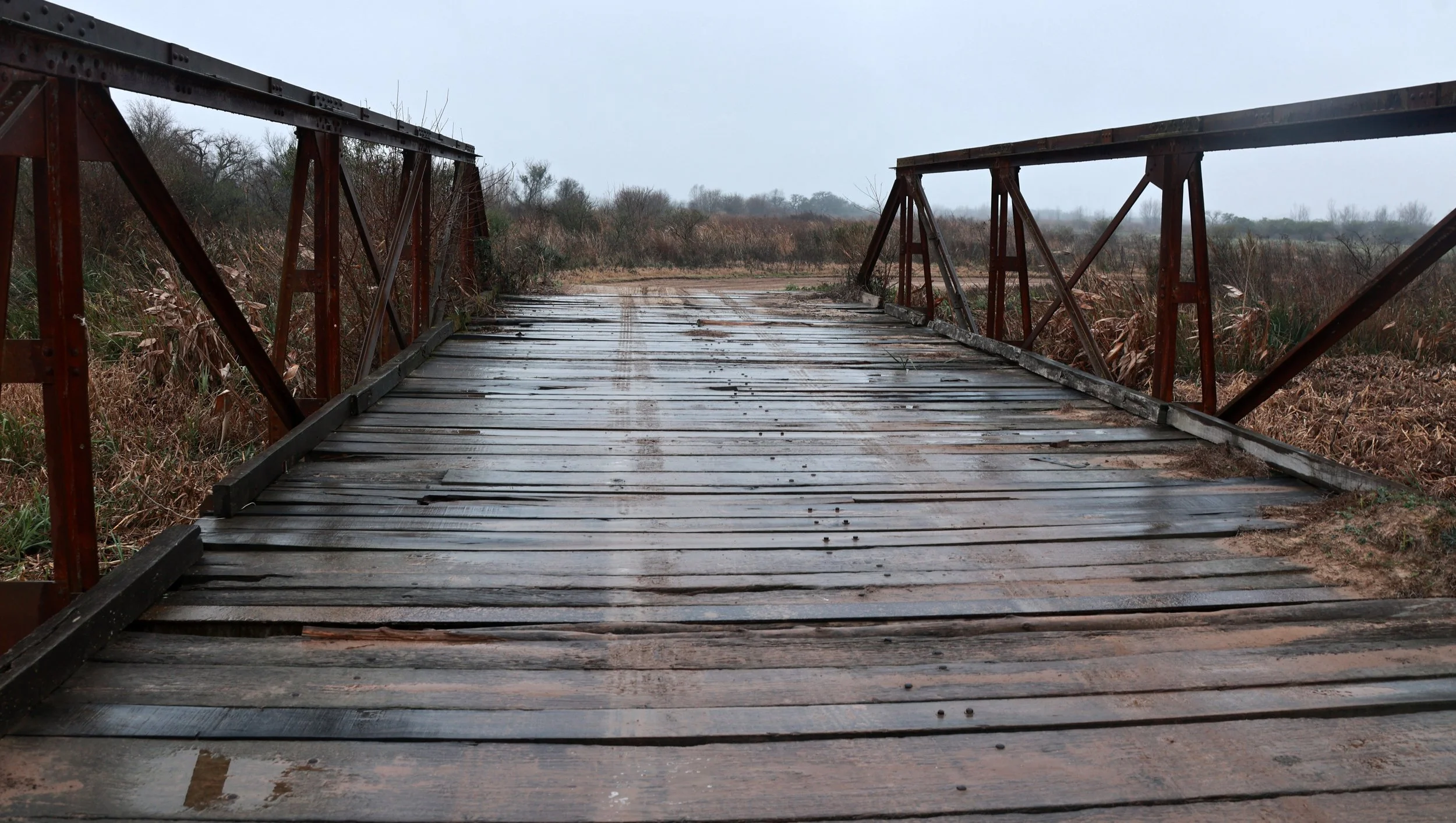 Old wooden bridges still join the land