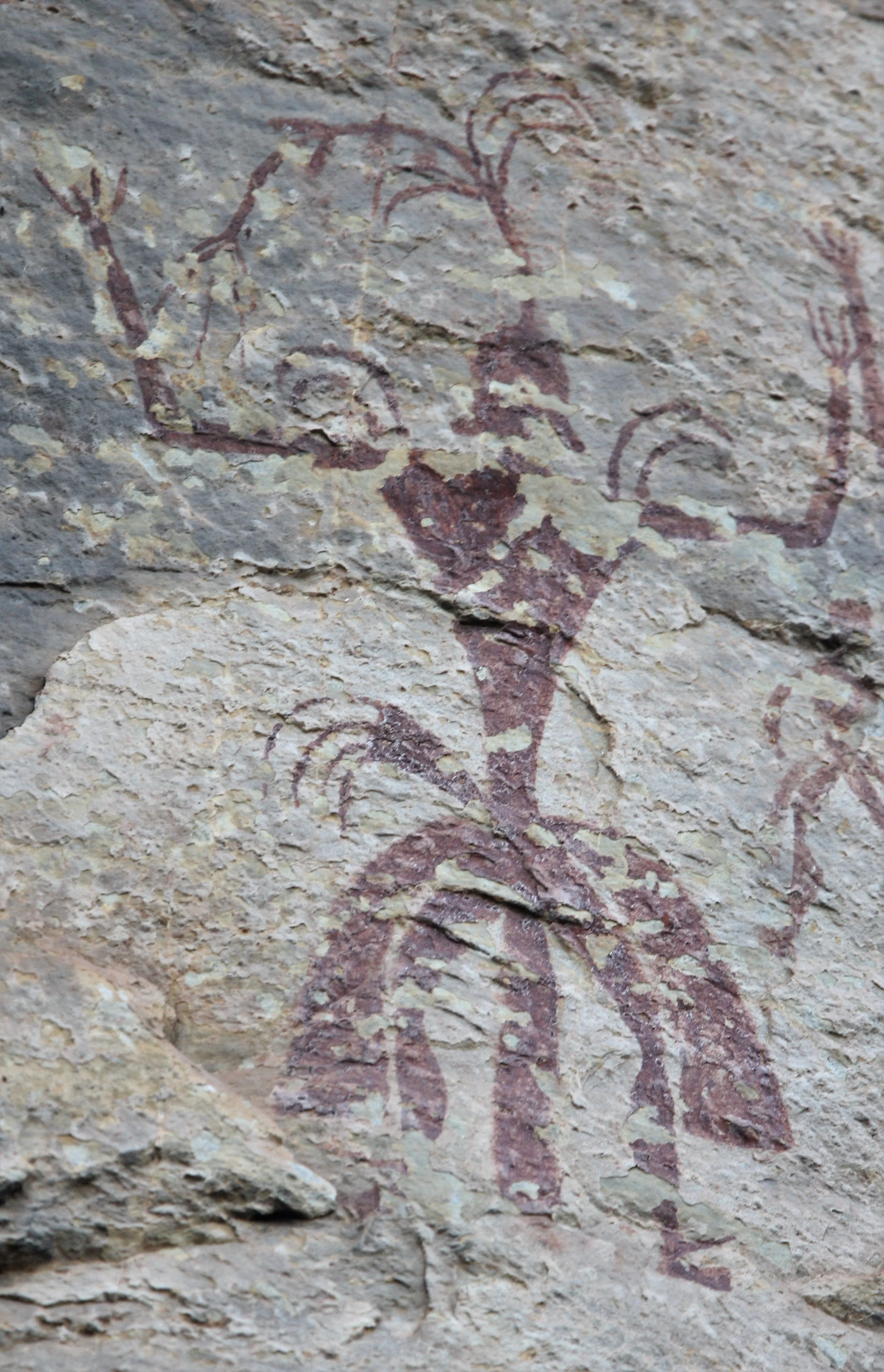 3000 year old rock art near Sri Nakharin Damn in Kanchanaburi, possibly Tam Pha Daeng.