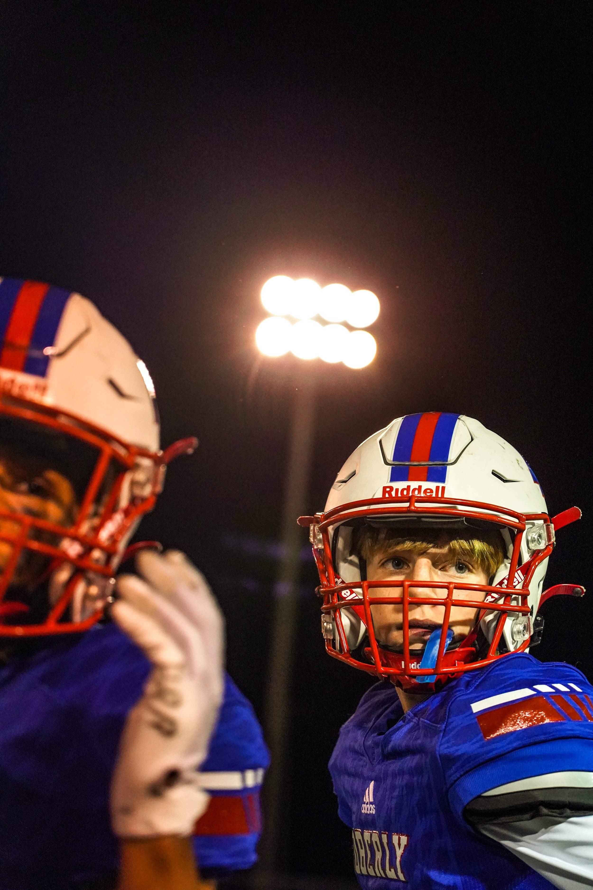 Moberly senior Hunter Boots stands on the sidelines Oct. 14, 2022 at Dr. Larry K. Noel Stadium in Moberly. The Spartans will face off against Jefferson City High School on Oct. 21.