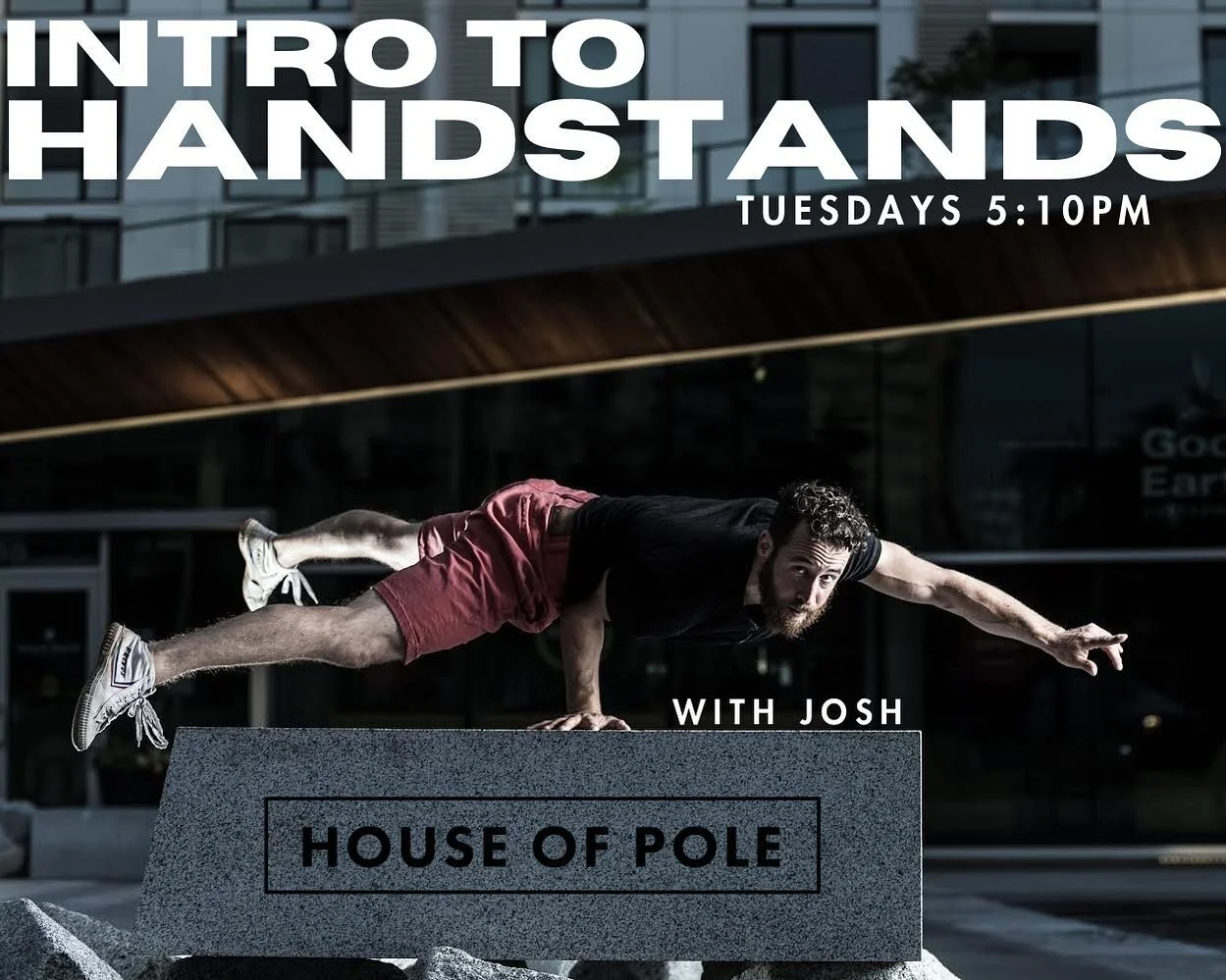 Introducing our newest addition to the instructor team, Josh! (he/him) and our new class led by him, INTRO TO HANDSTANDS 🤸

Josh began his handstand journey as a young gymnast, where he showed off by walking around (inverted) with no sense of streng