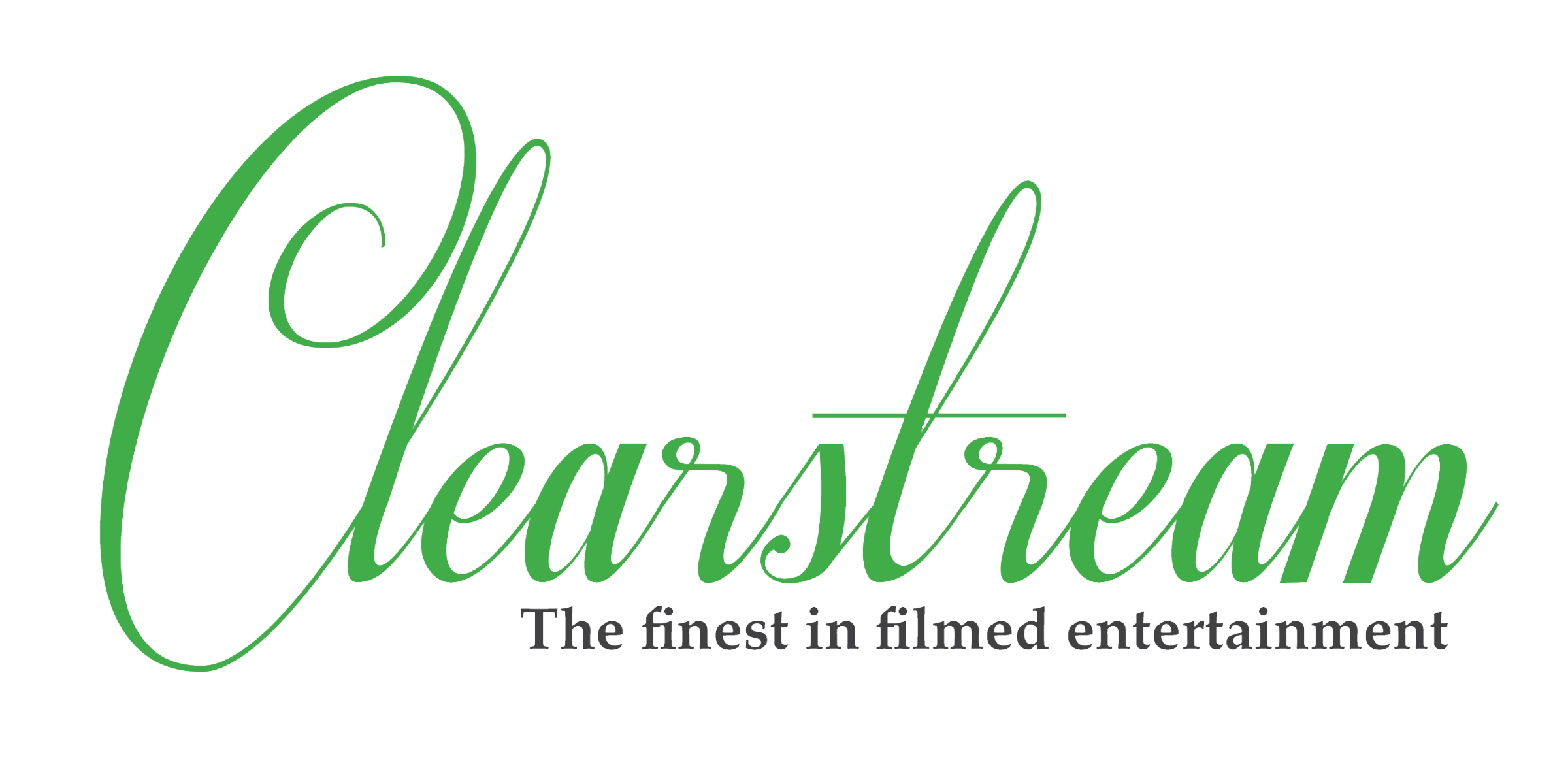 A logo for Cellarstream featuring elegant green cursive text and a subtitle 'The finest in filmed entertainment' in gray.
