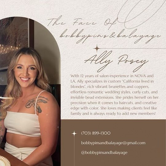 We are BEYOND excited to finally be able to announce our newest addition to Salon de Muse!

Everyone meet the gorgeous, fun and talented @bobbypinsandbalayage Ally!!