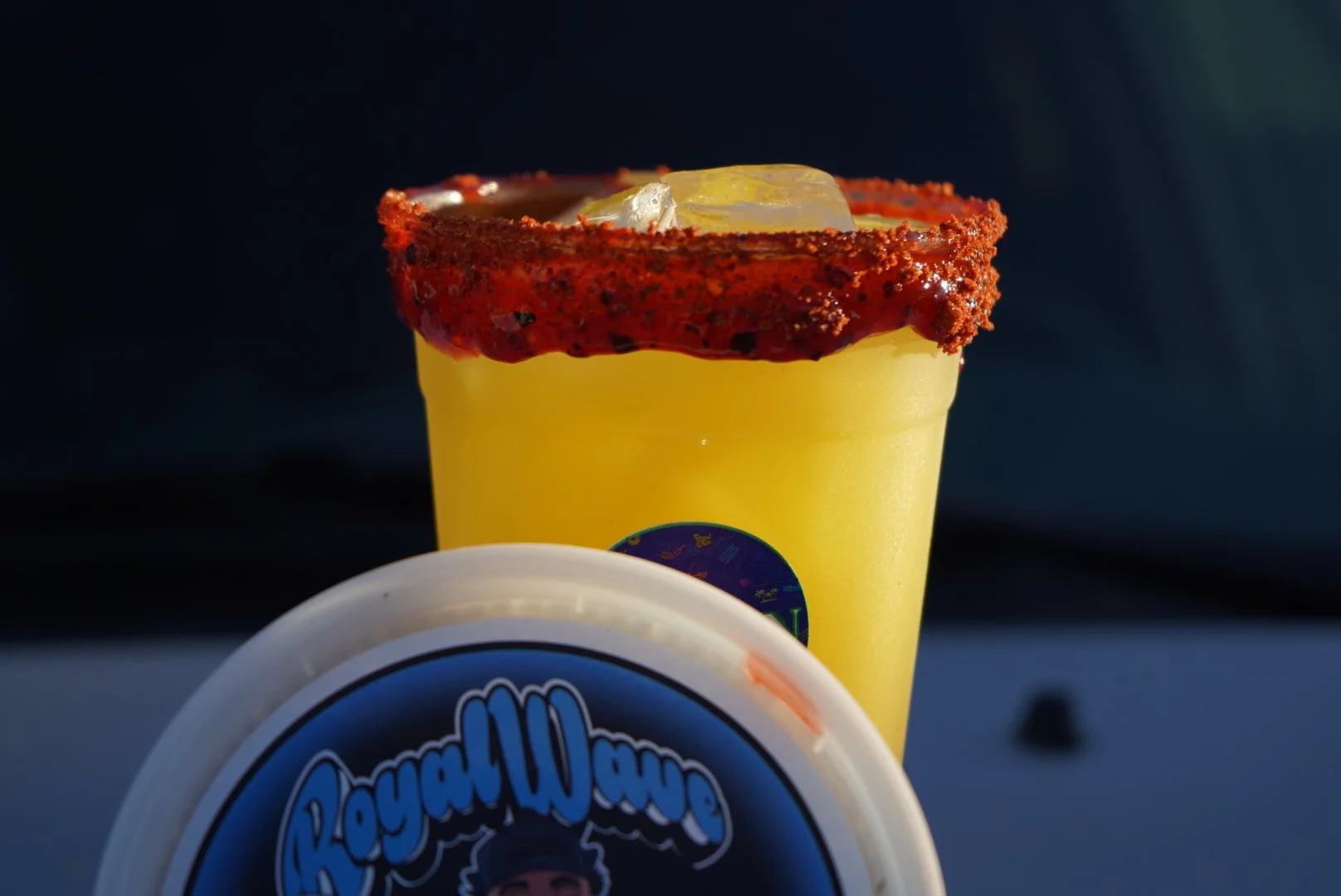 Chamoy rim dip on a agua fresca drink with sweet, spicy, and tangy flavor