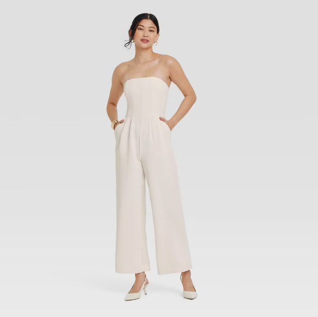 A New Day Strapless Jumpsuit in Cream