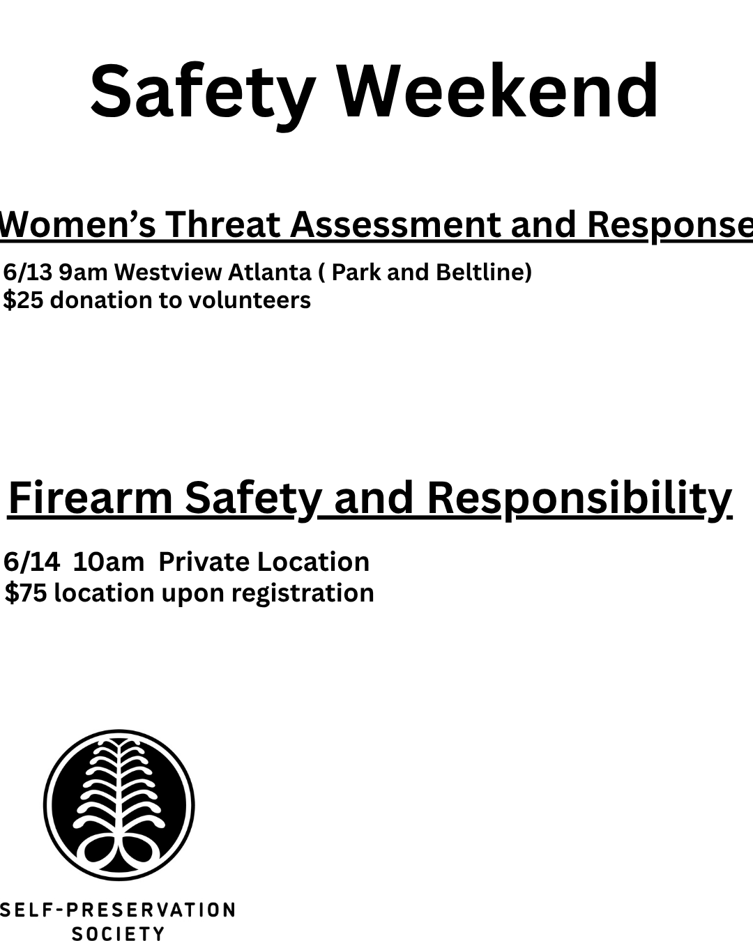 Safety Weekend - THREAT ASSESSMENT AND RESPONSE   6/13  9AM