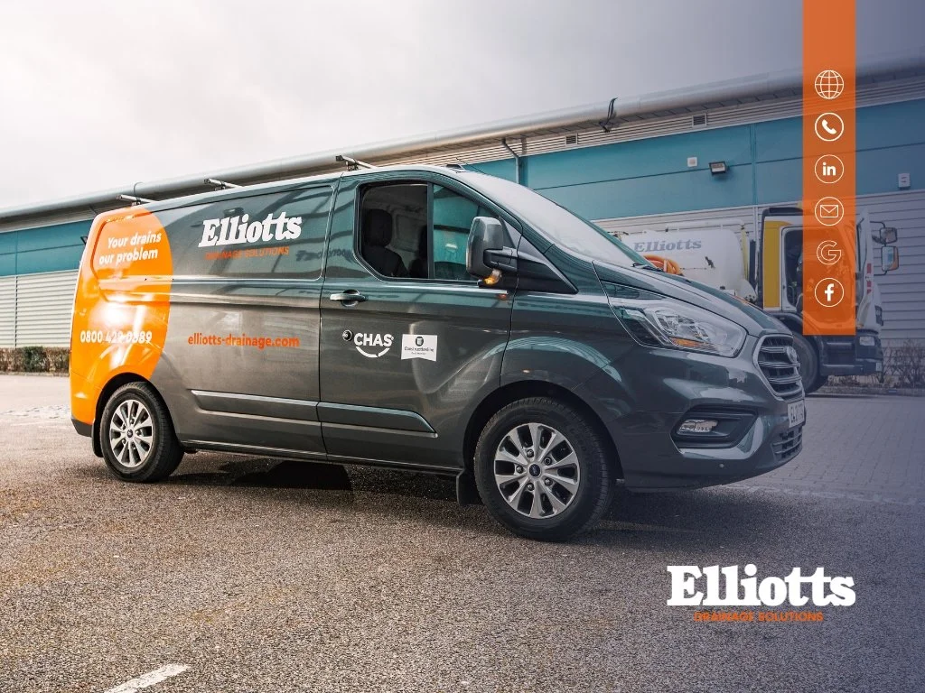 A drain unblocking van from a drainage company fleet