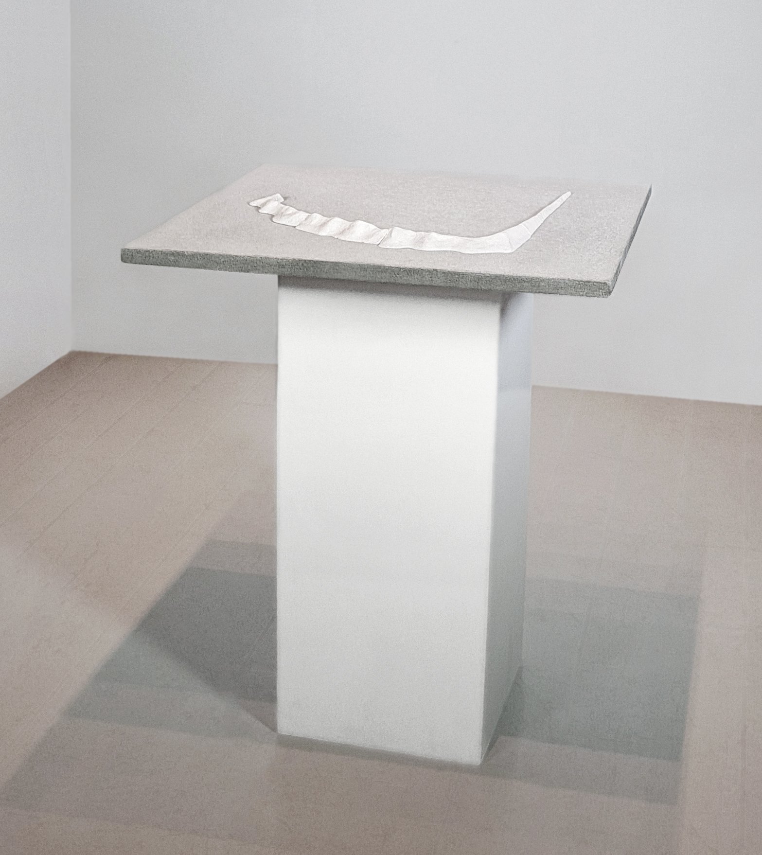 A miniature prop on a pedestal used as a prop in photography, exhibit at Galerie Albrecht 2026