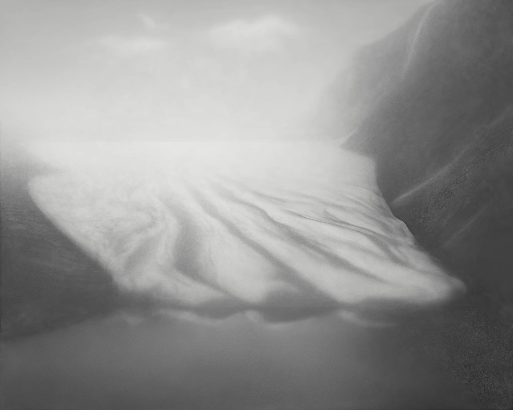 Nils Olav Bøe / Boe, black-and-white contemporary art photography, depicting a glacier in an indefinable timeless setting