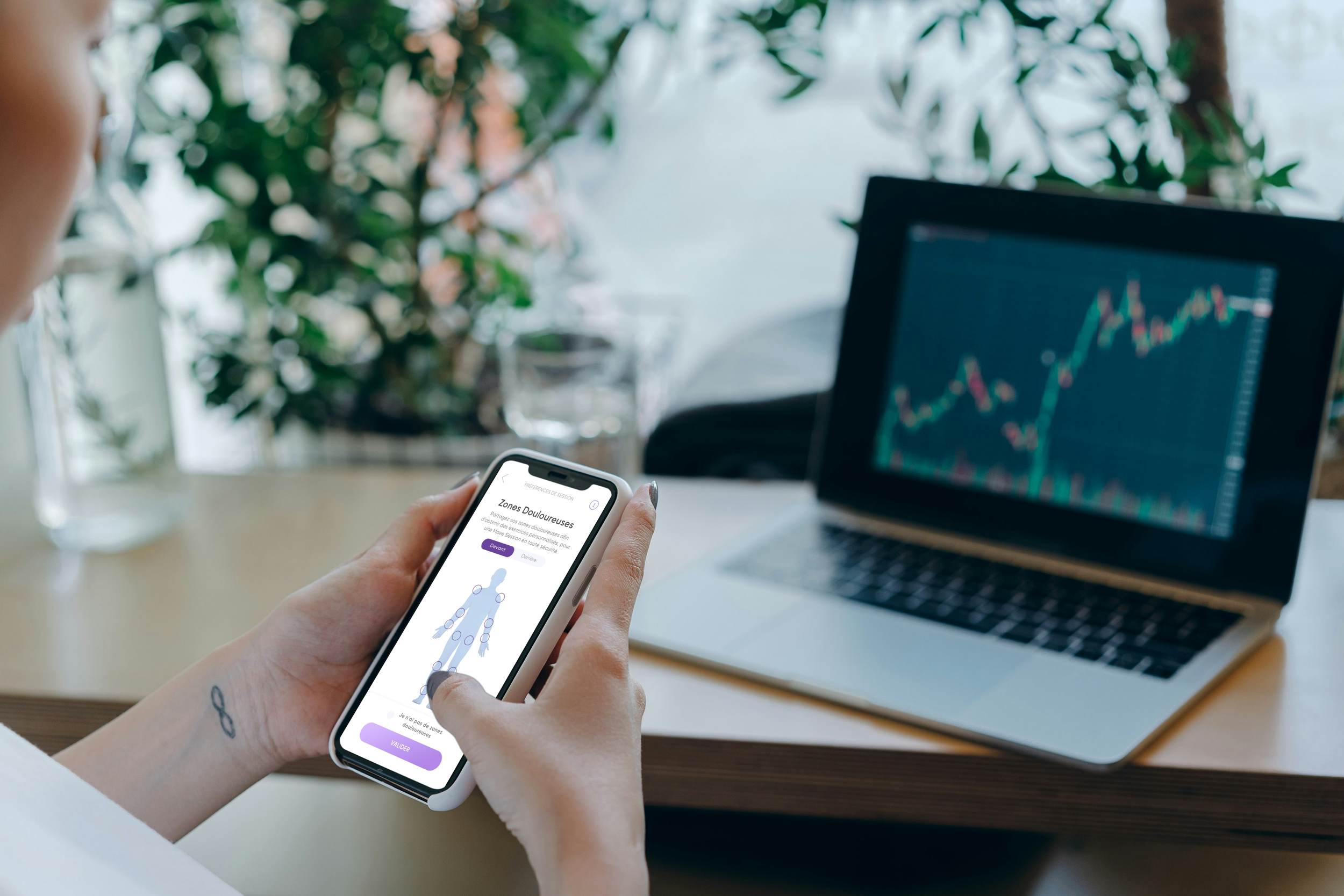 Sélection des points de tension dans l'app neomove pour réaliser une move session en télétravail - déploiement neomove