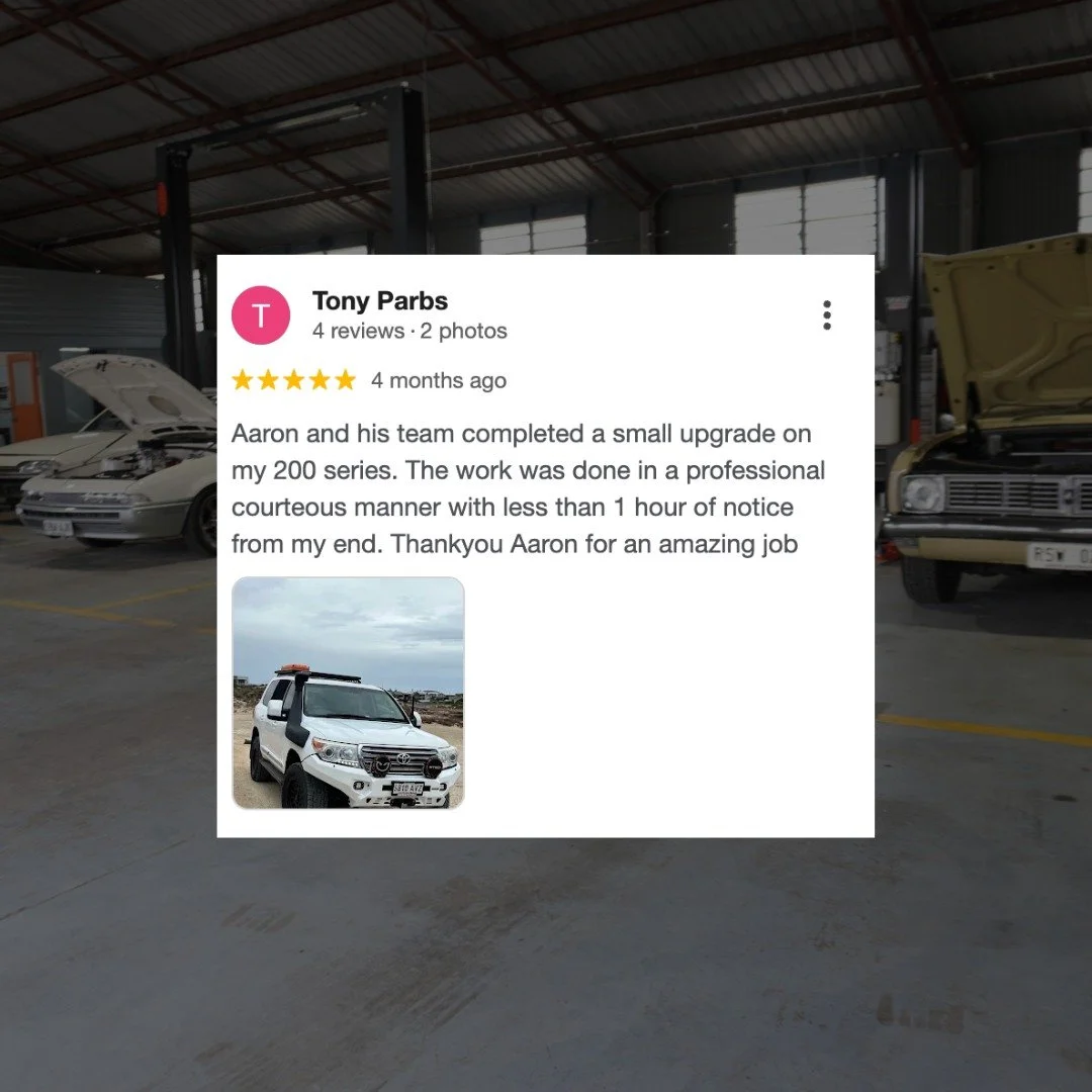 We&rsquo;re not a giant dealership with a corporate office and a 37-step customer service script.

We&rsquo;re just a local workshop trying to do bloody good work, keep people safe, and not swear too loudly at busted bolts.

So when someone takes a m