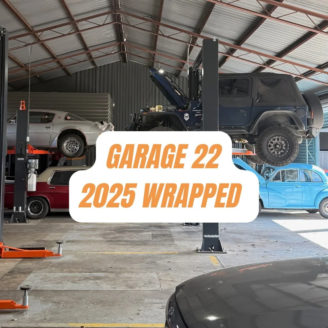 🍻GARAGE 22 WRAPPED - 2025 EDITION 

What a bloody year. 
🛠️ 1 new staff member added to the madness  🛠️ 1 new hoist installed 🛠️ 1 set of sick new signs making us look way more official than we feel 🛠️ 1 brave work experience kid who survived a 