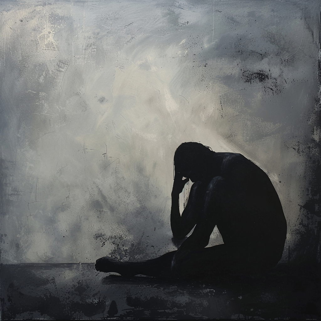 AI Image of a silhouette of person struggling with depressive thoughts