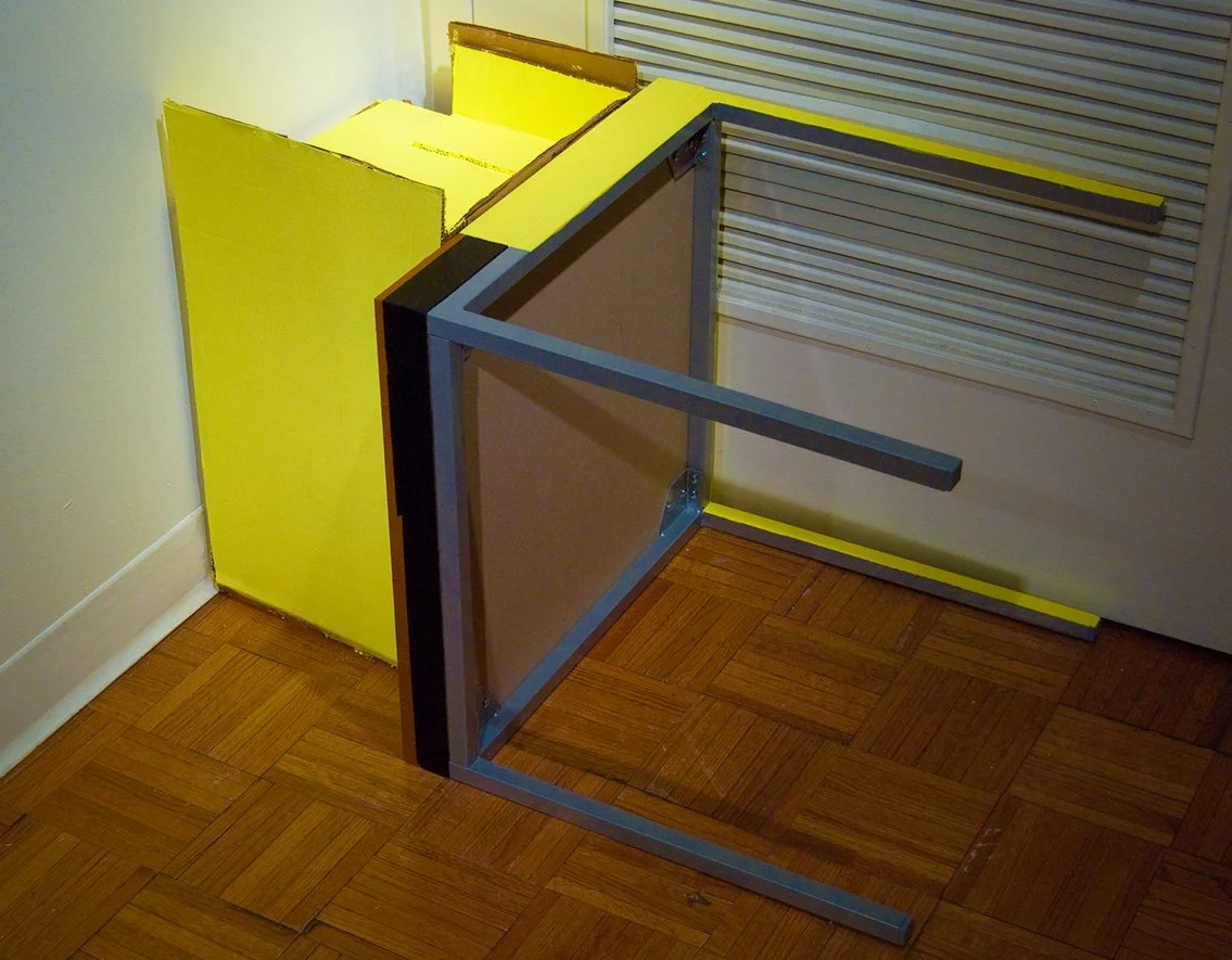  One of Bunga’s sculpture on view. Carlos Bunga.  Model 35 , 2008. Table, cardboard, paint. 50 x 79 x 50 cm. Courtesy: Lehman College Art Gallery.   