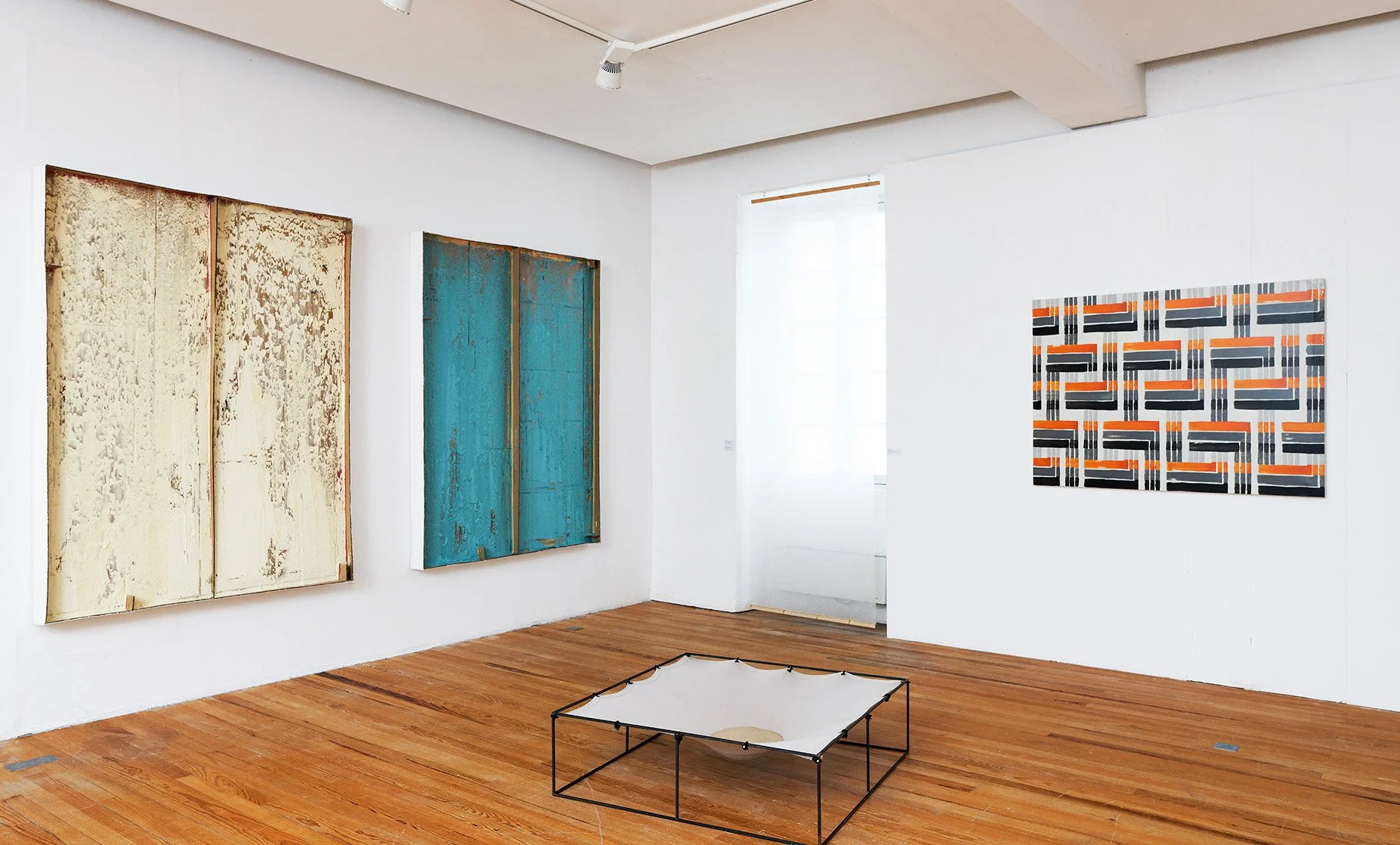  Bunga’s paintings, to the left, at the exhibition. Courtesy: Centre Art Contemporain Meymac. 