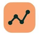 Ikon med graf og linjer som symboliserer visuell formidling og datavisualisering