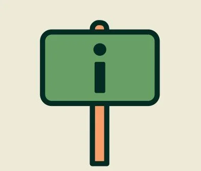 Ikon som representerer design av informasjonsskilt og turbeskrivelser til ulike formål