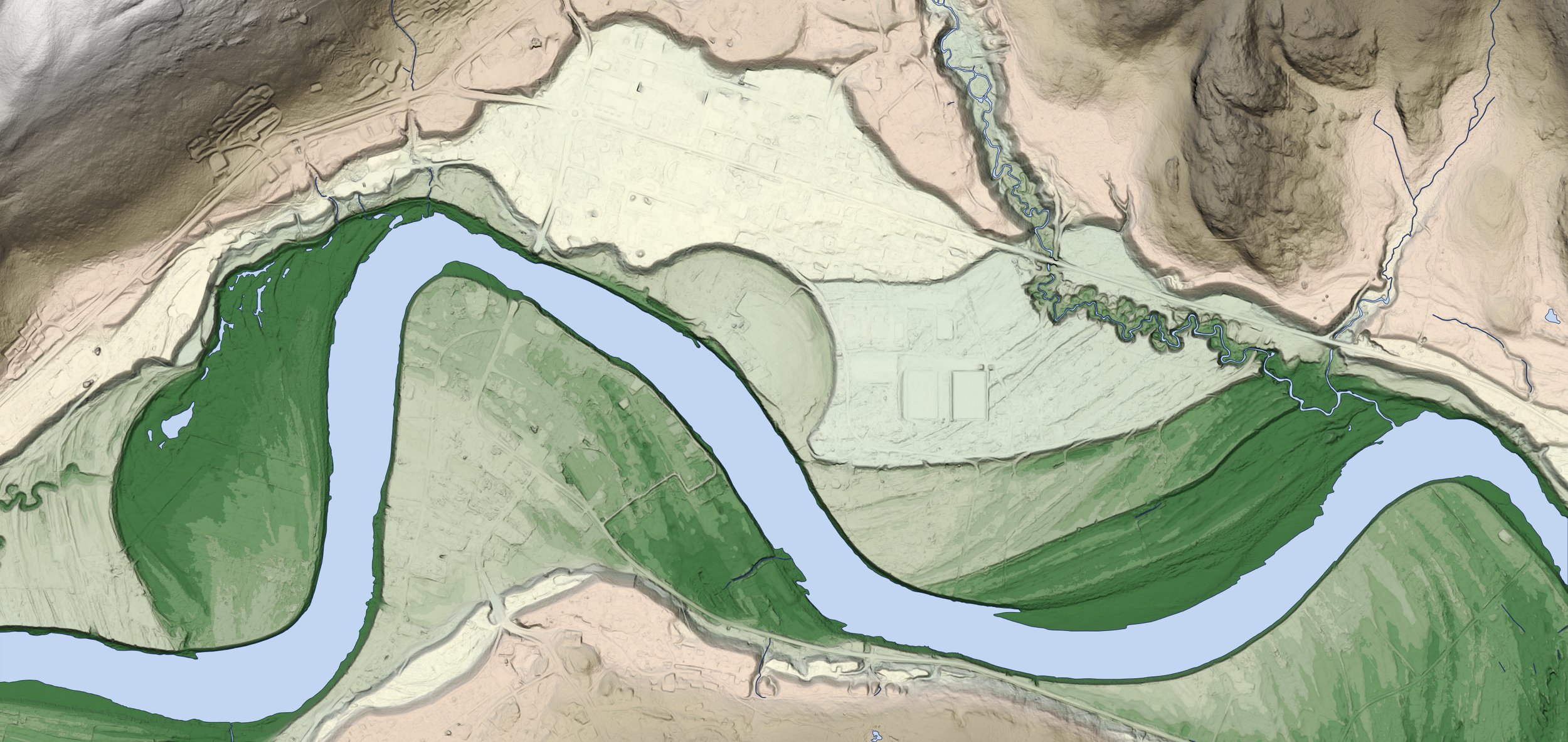 Terrengkart med lyse grønnskala-toner – friskt og naturnært uttrykk for interiør med naturtema.