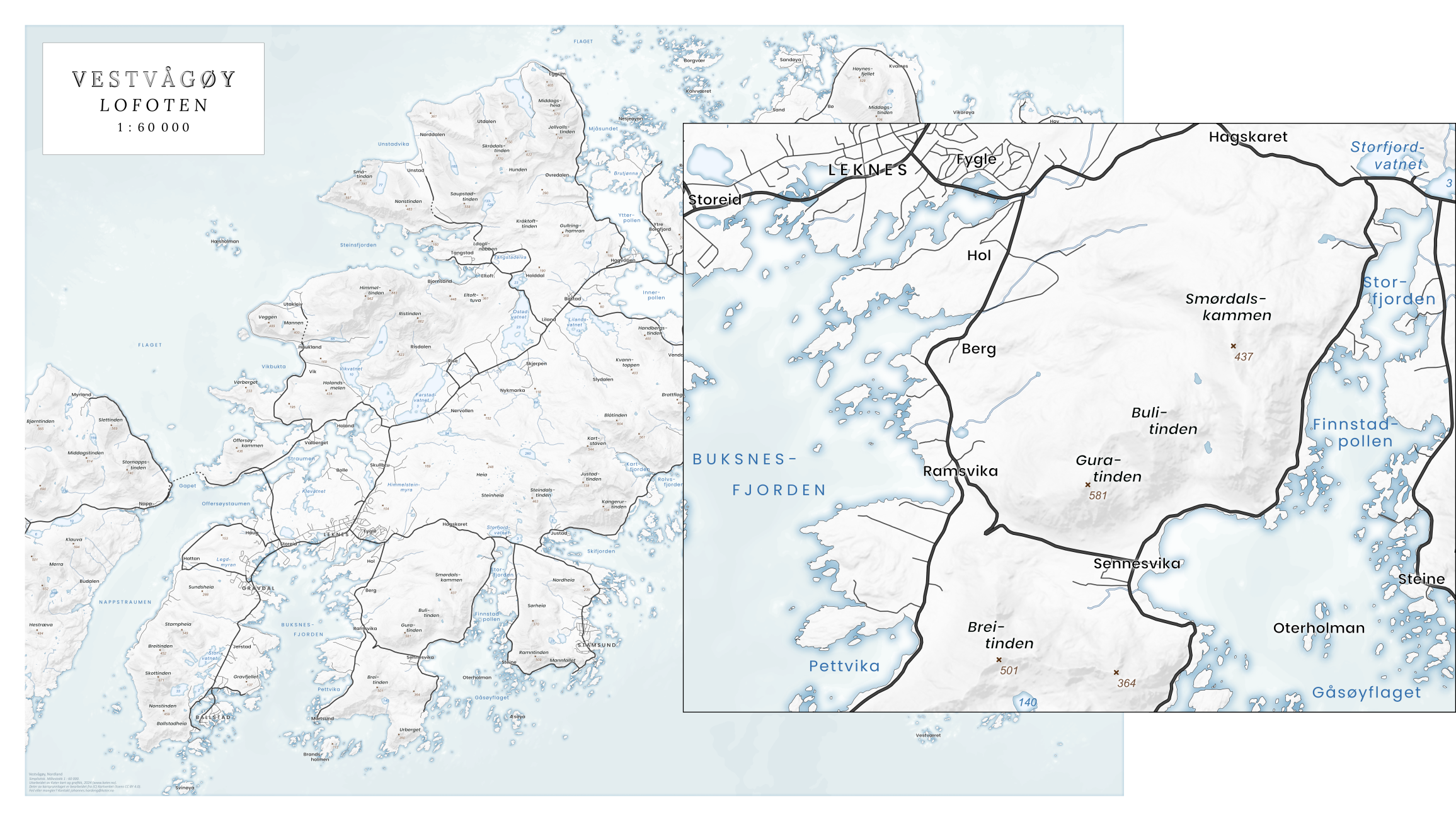 Svært forenklet kart med kun de viktigste elementene.