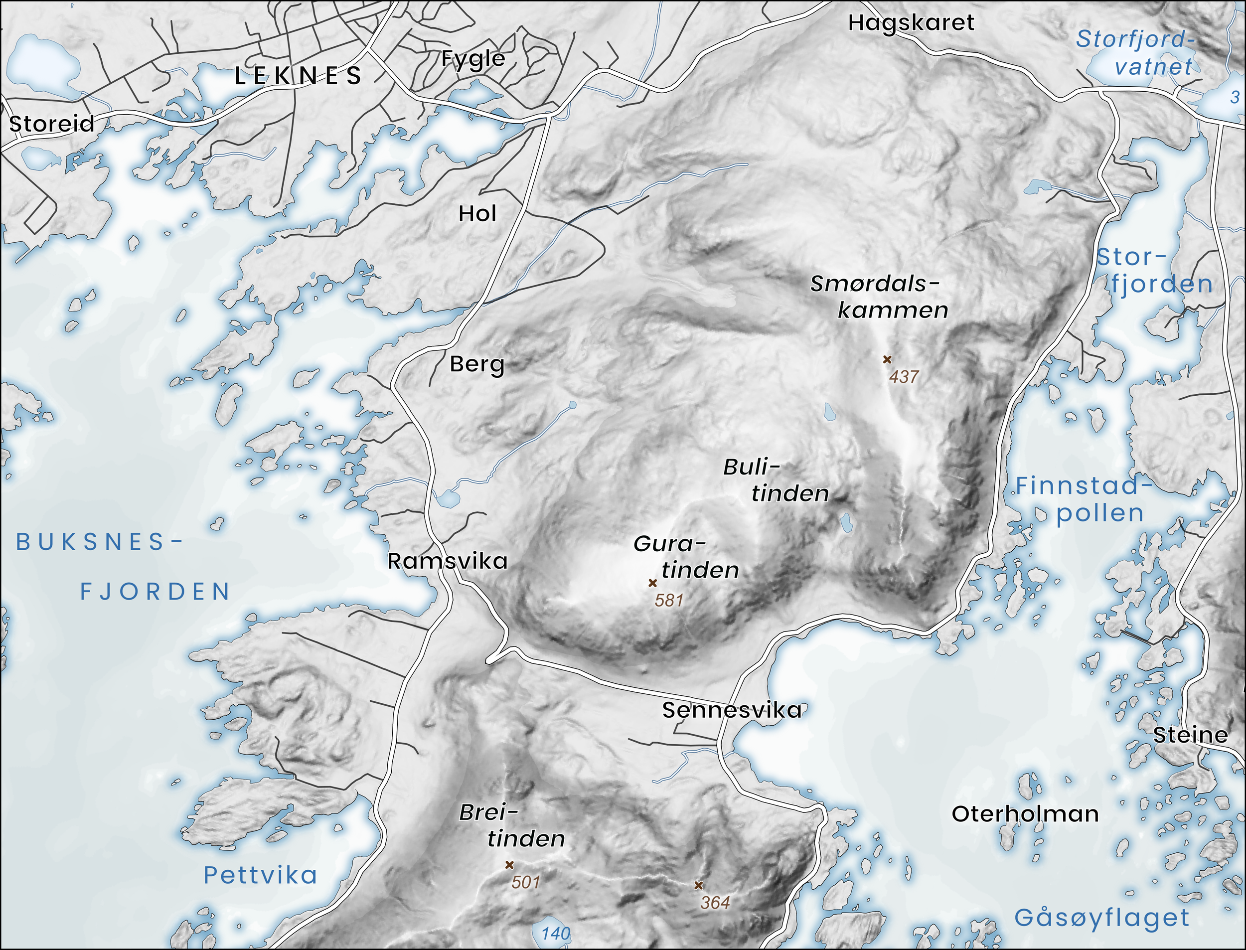 Kart i elegant stil med dempede farger og klassisk layout – et diskret og sofistikert kart for stilrene omgivelser.