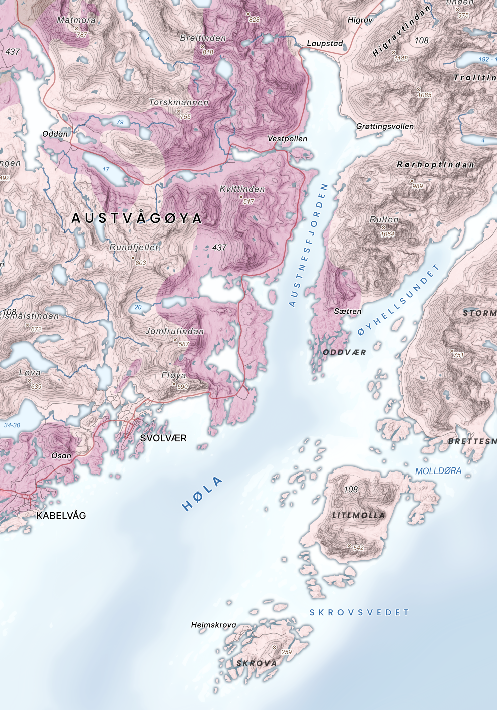 Deler av Vågan kommune – Utforsk geologien rundt Kabelvåg og Svolvær.