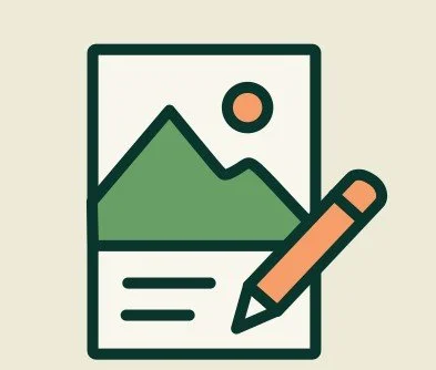 Ikon med tegning og blyant – symboliserer illustrasjoner og grafisk formidling som en av tjenestene til Koter