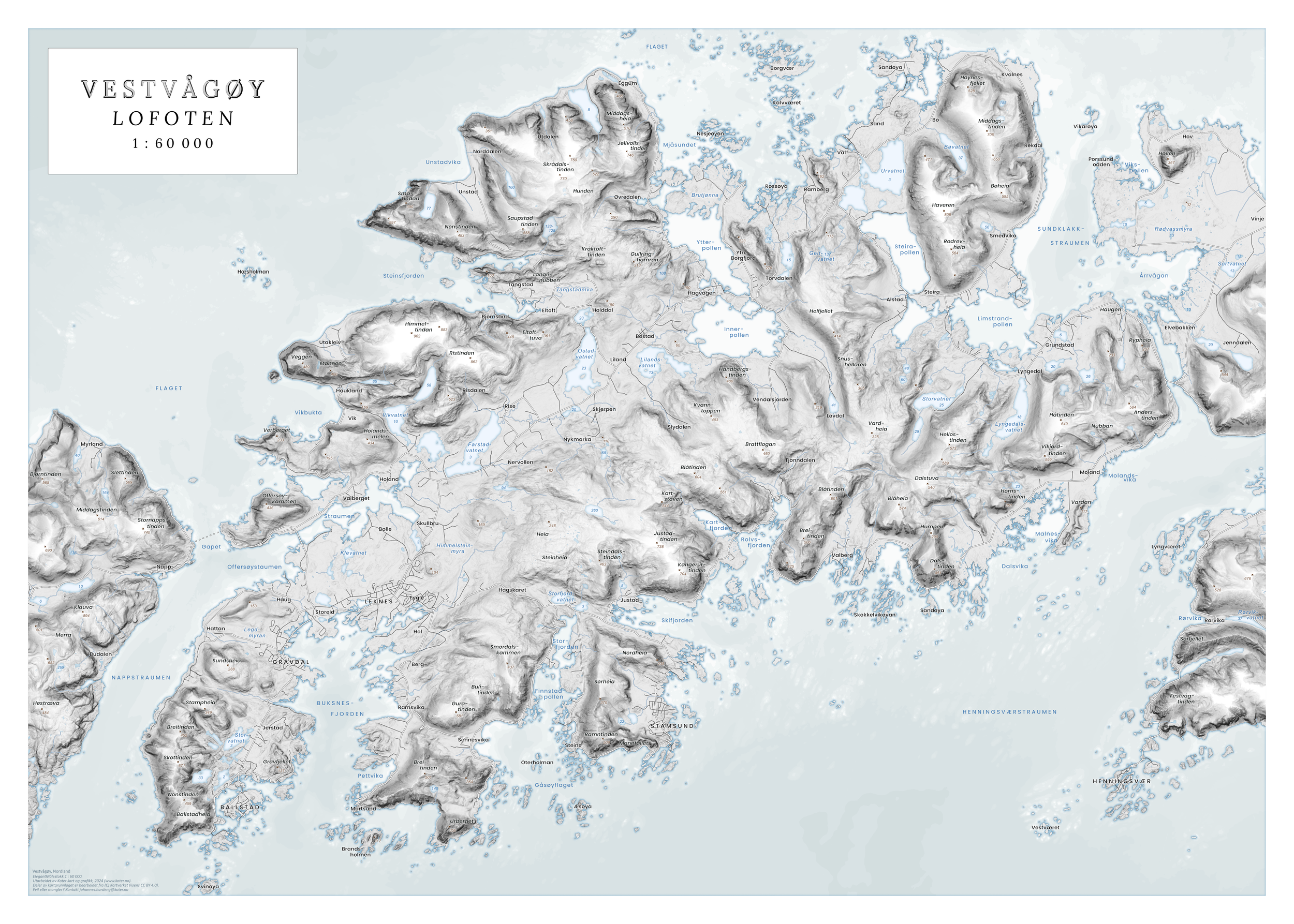 Kart i elegant stil med dempede farger og klassisk layout – et diskret og sofistikert kart for stilrene omgivelser.