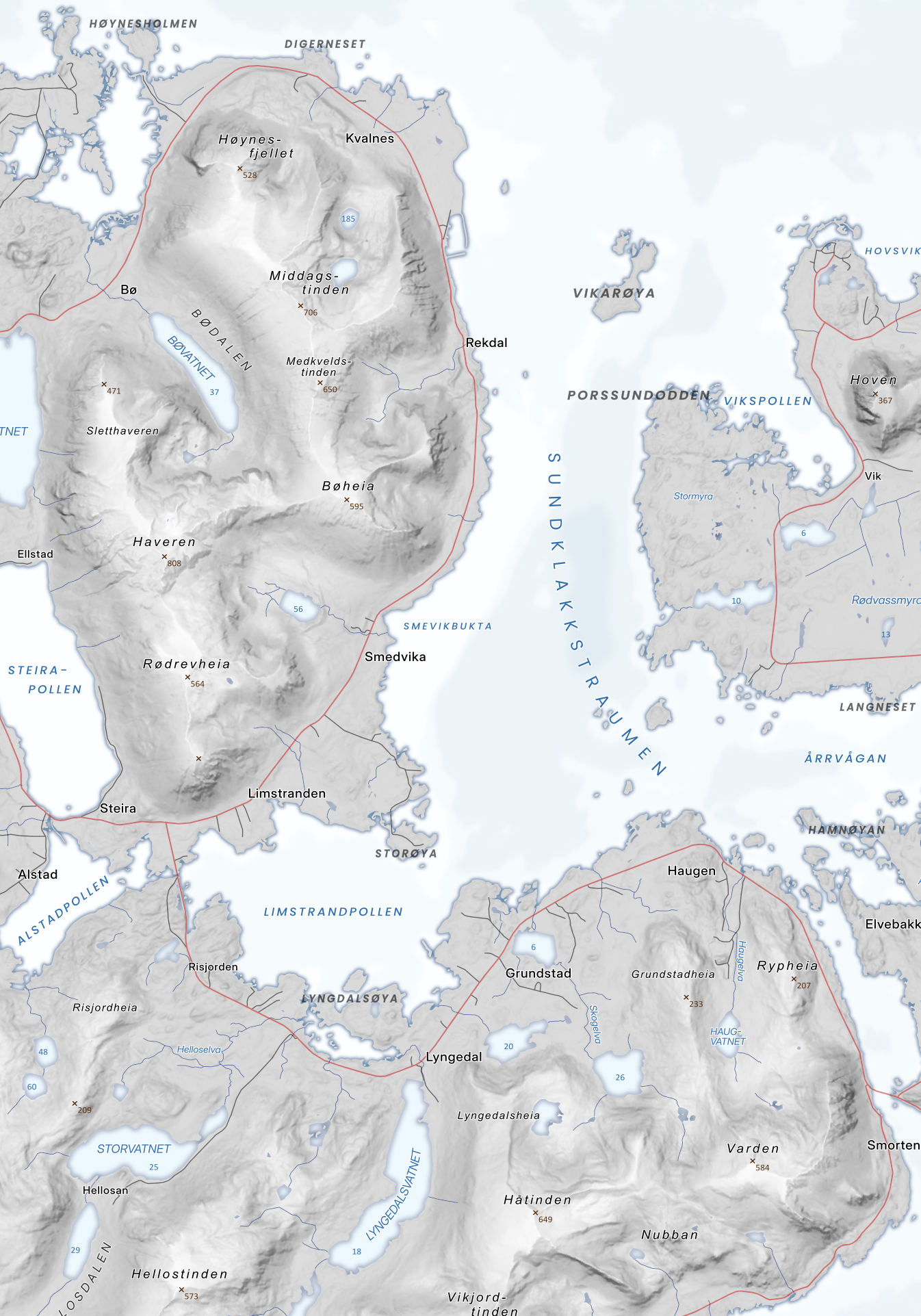 Nordøstlige Vestvågøy – Haveren, Hellostinden, Håtinden og Hoven på Gimsøya i elegant stil.