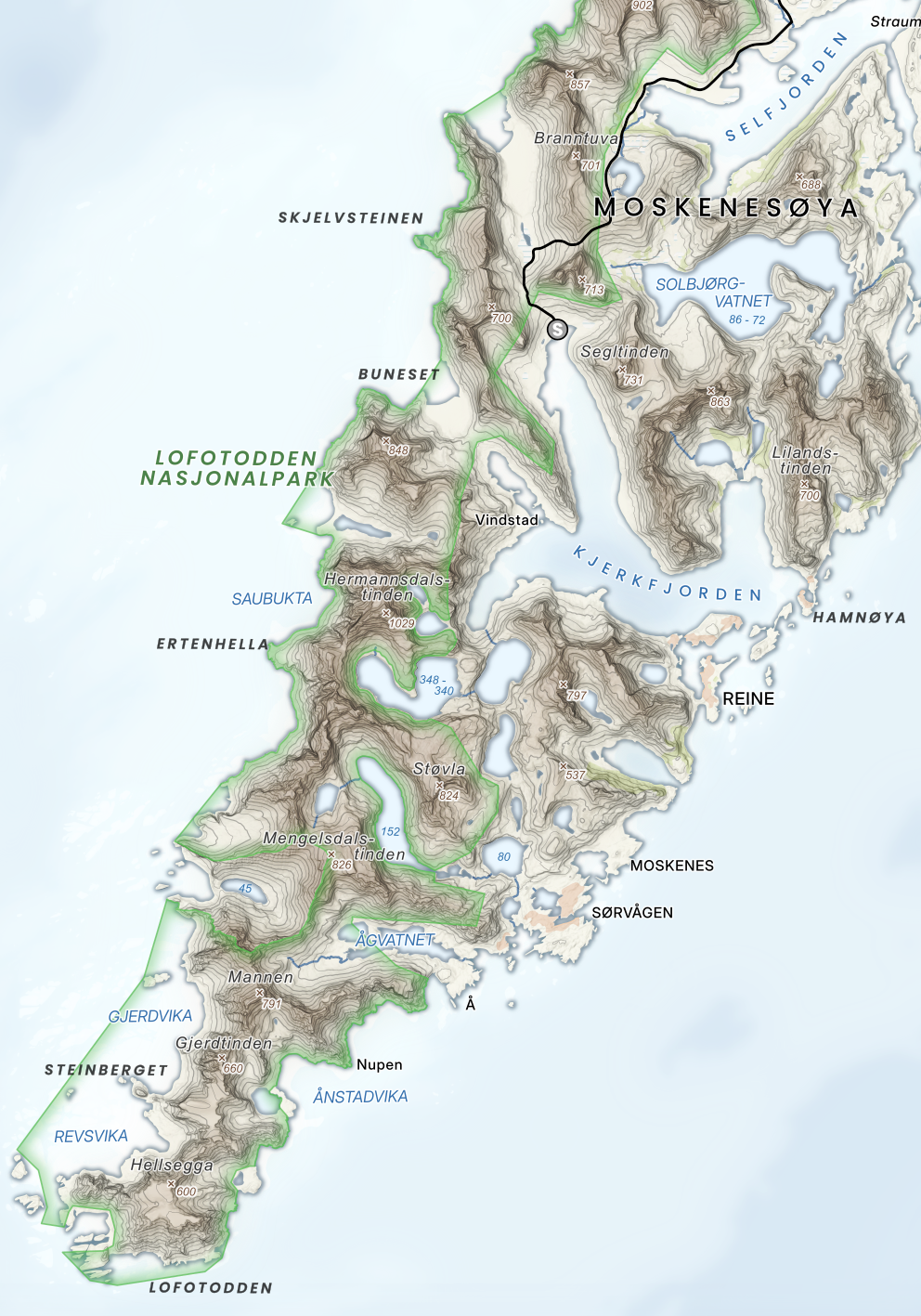 Lofotodden med ruteinntegning – viser hvordan personlige prosjekter kan visualiseres.