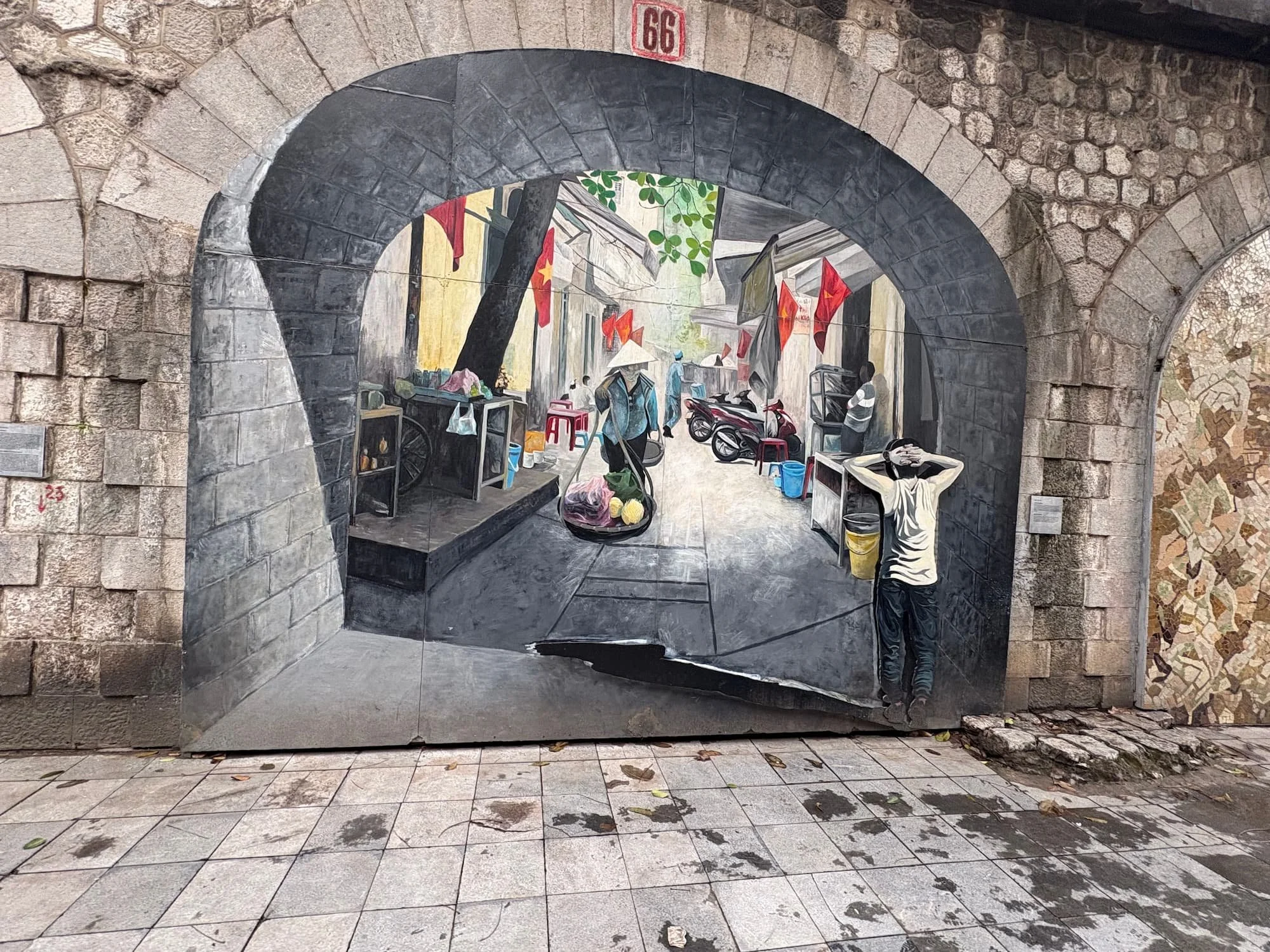 Vietnamese mural at Phung Hung Street in Hanoi in Vietnam