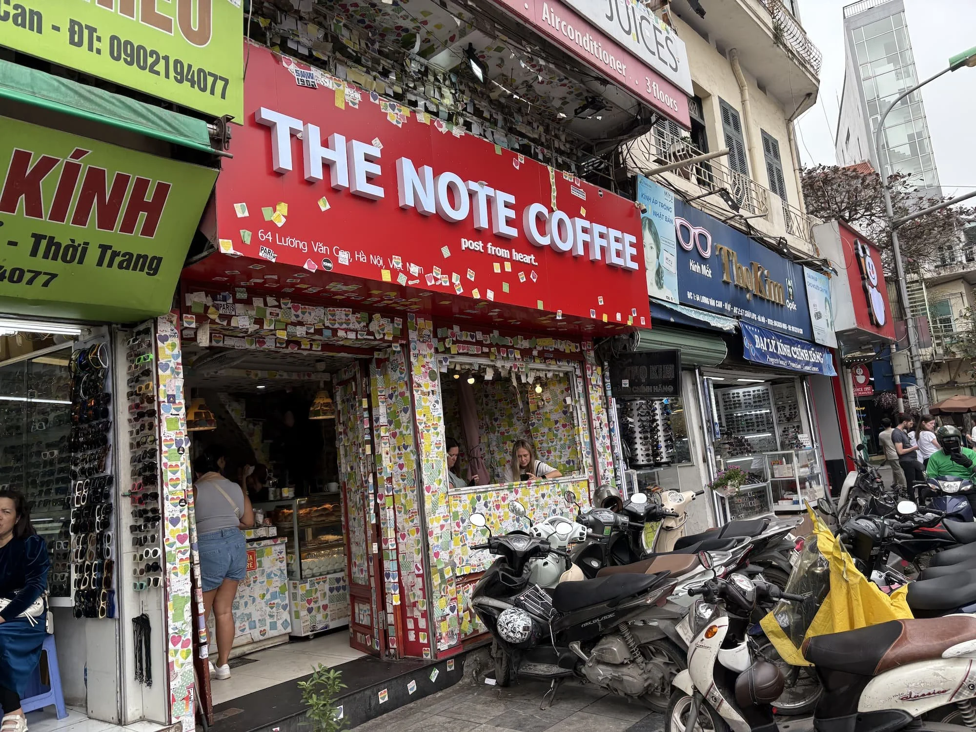 Entrance to The Note Coffee in Hanoi in Vietnam