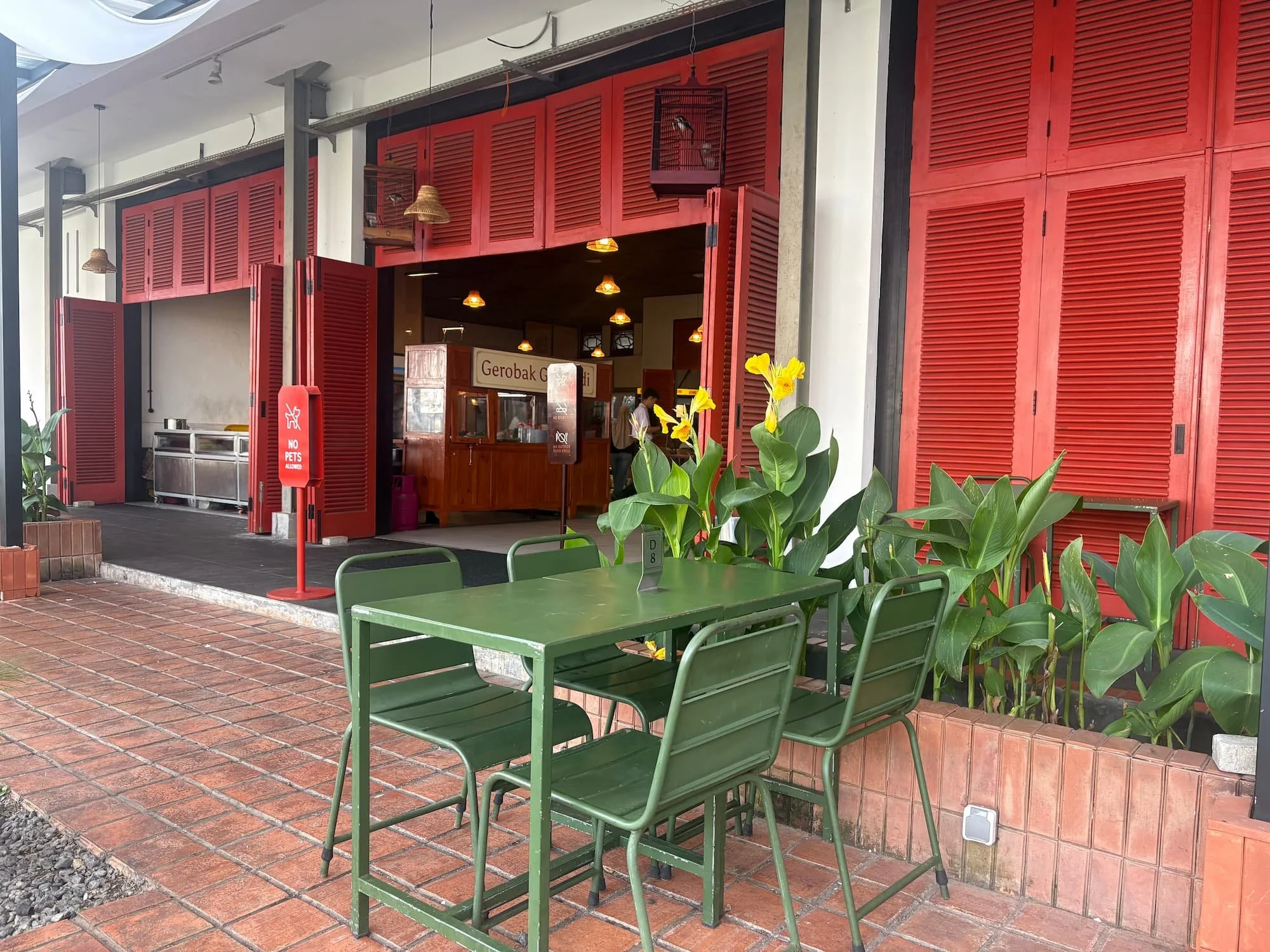 Sitting outside in a traditional cafe in Bandung in Indonesia