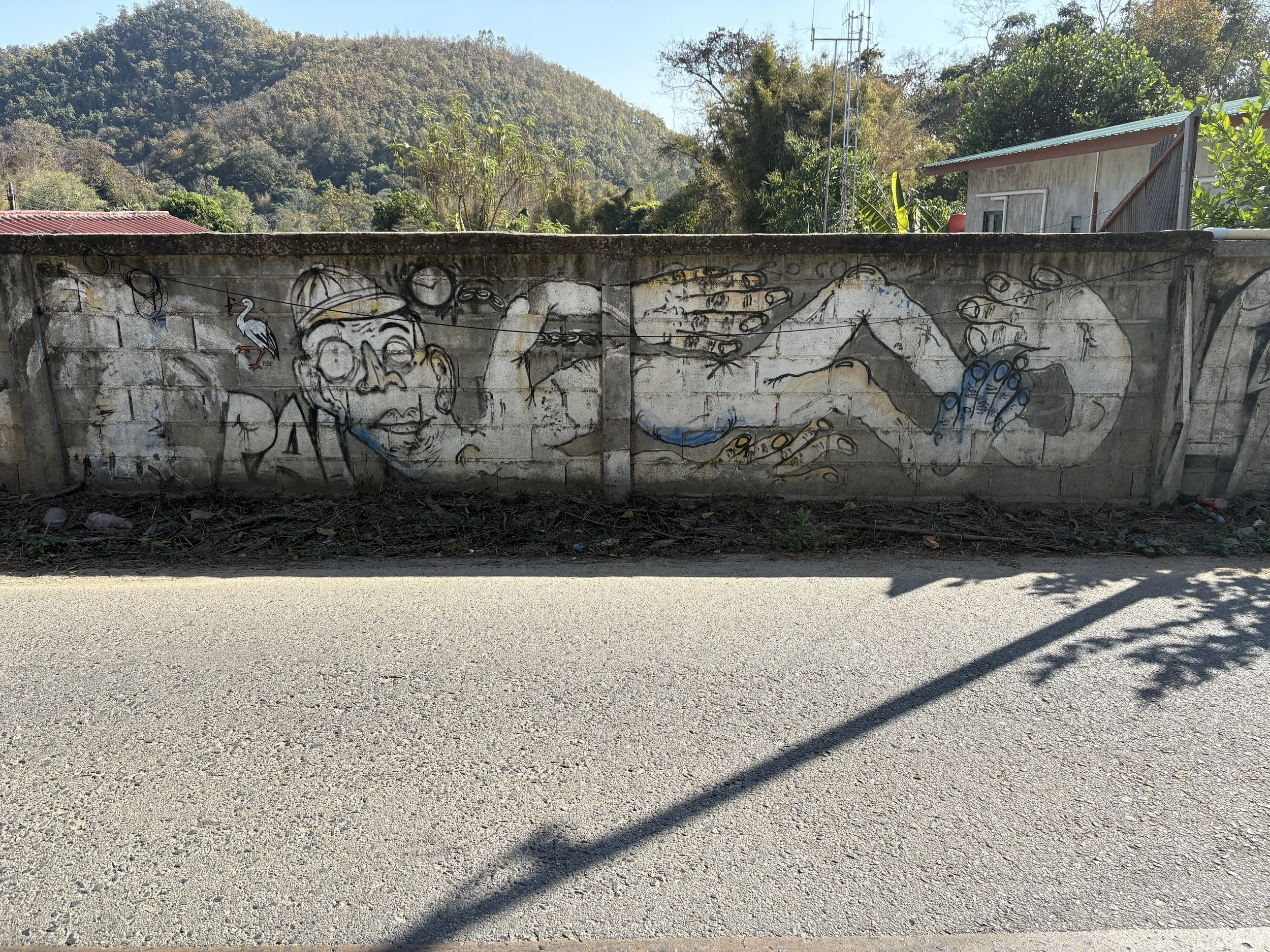 Pai Hole street art in Pai in Thailand
