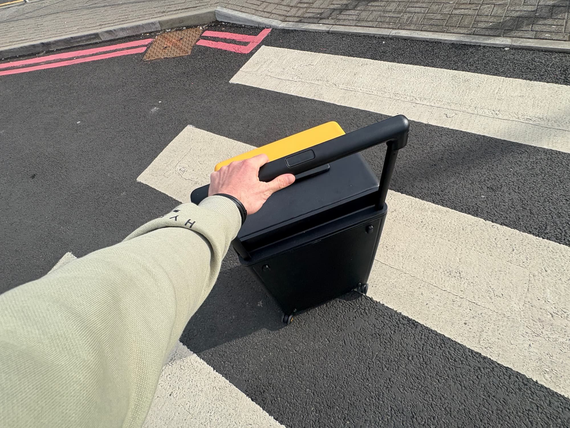 Moving Level8 suitcase through airport in Newcastle