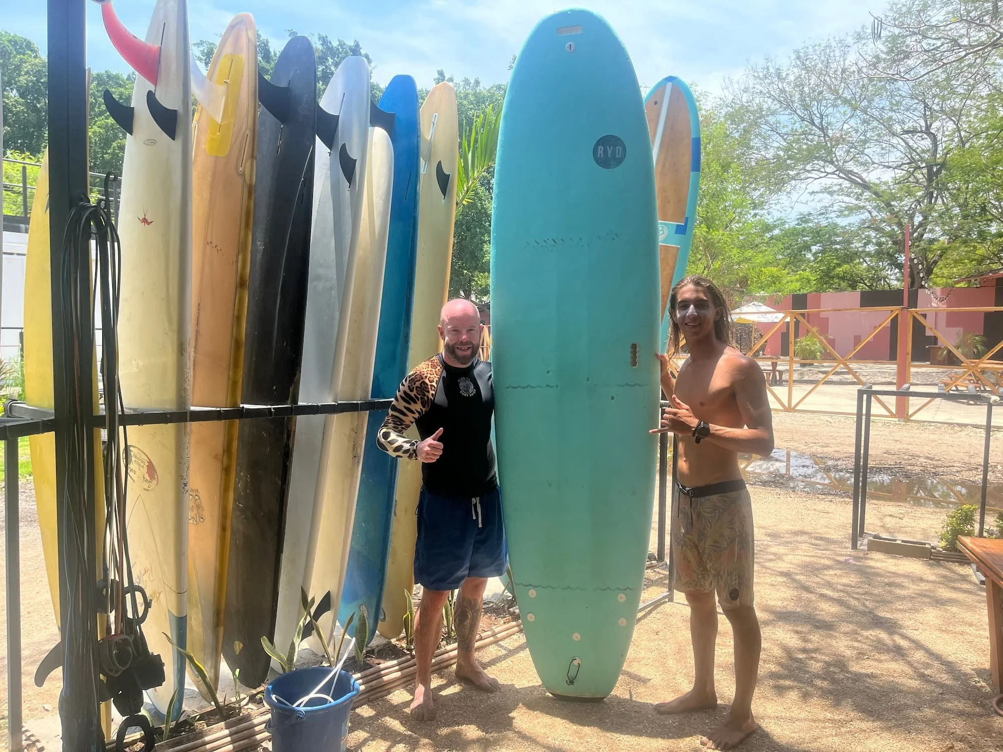 Tom Henty on a surf lesson in Tamarindo in Costa Rica in May