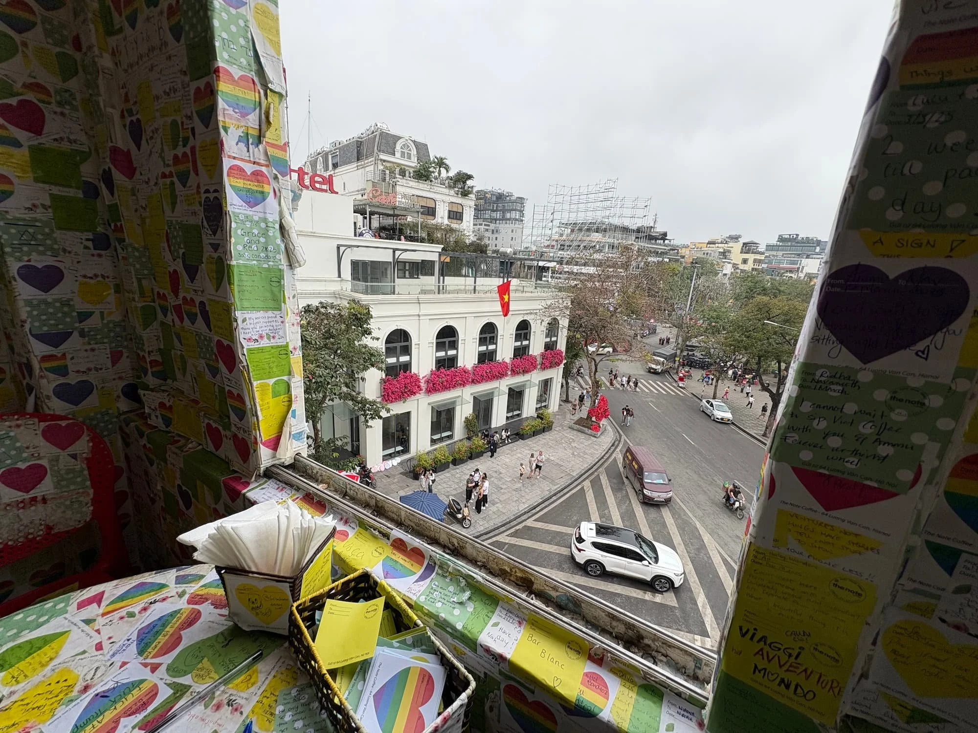 Views of Old Quarter of Hanoi from window of Note Coffee in Hanoi in Vietnam