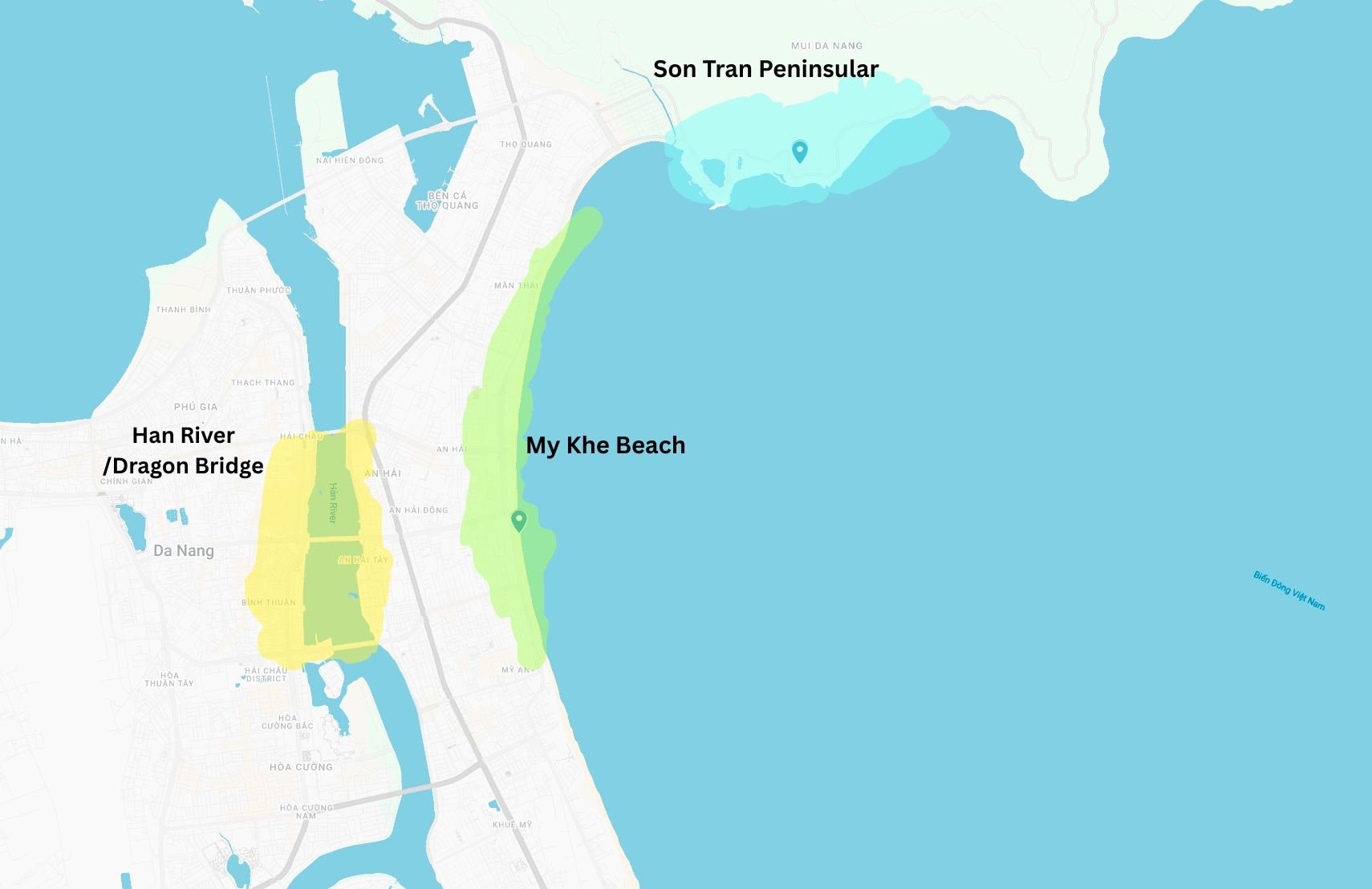 Ma Showing Da Nang's neigbourhoods iun Vietnam