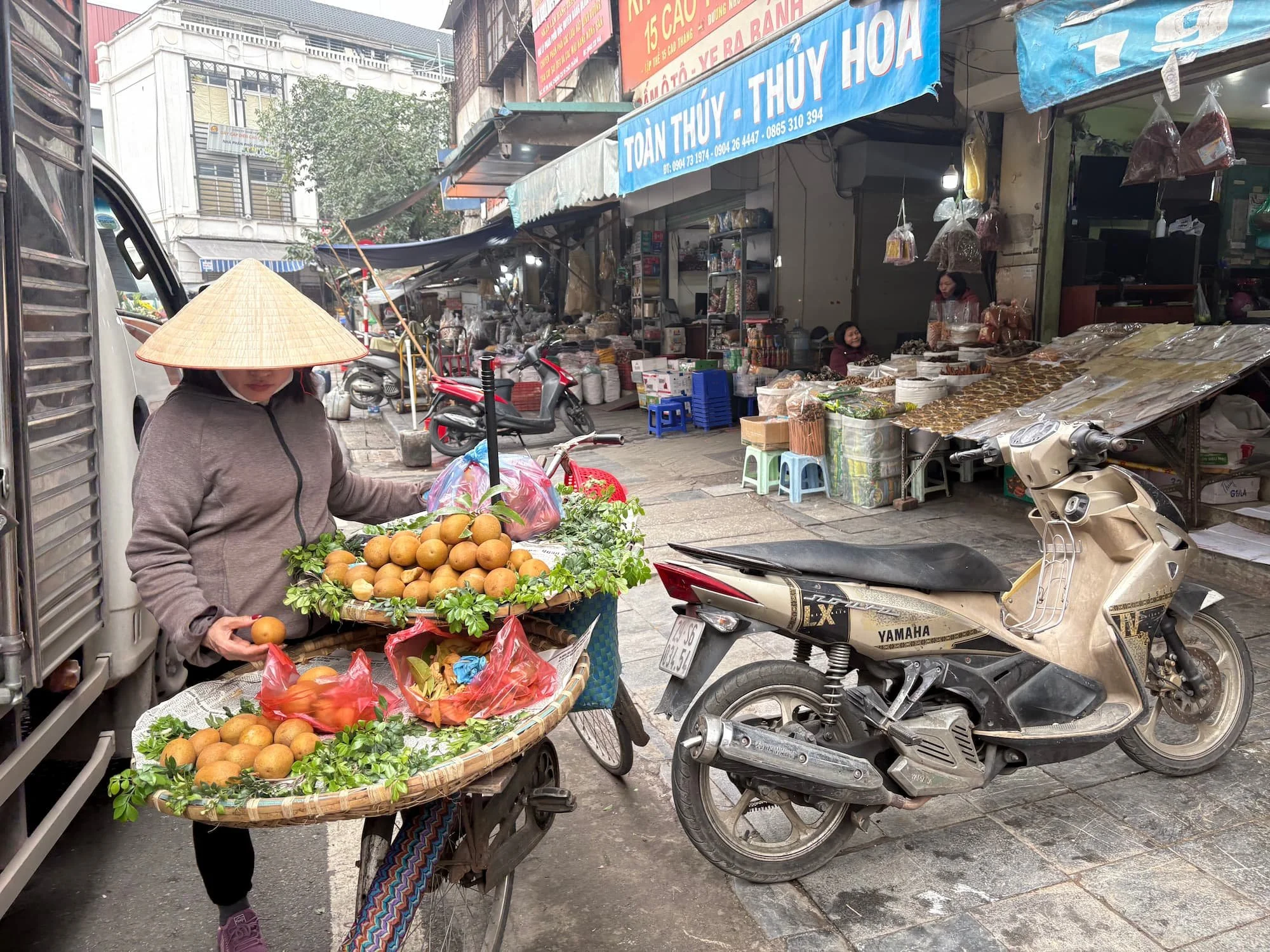 A local fruit seller in Hanoi in Vietnam