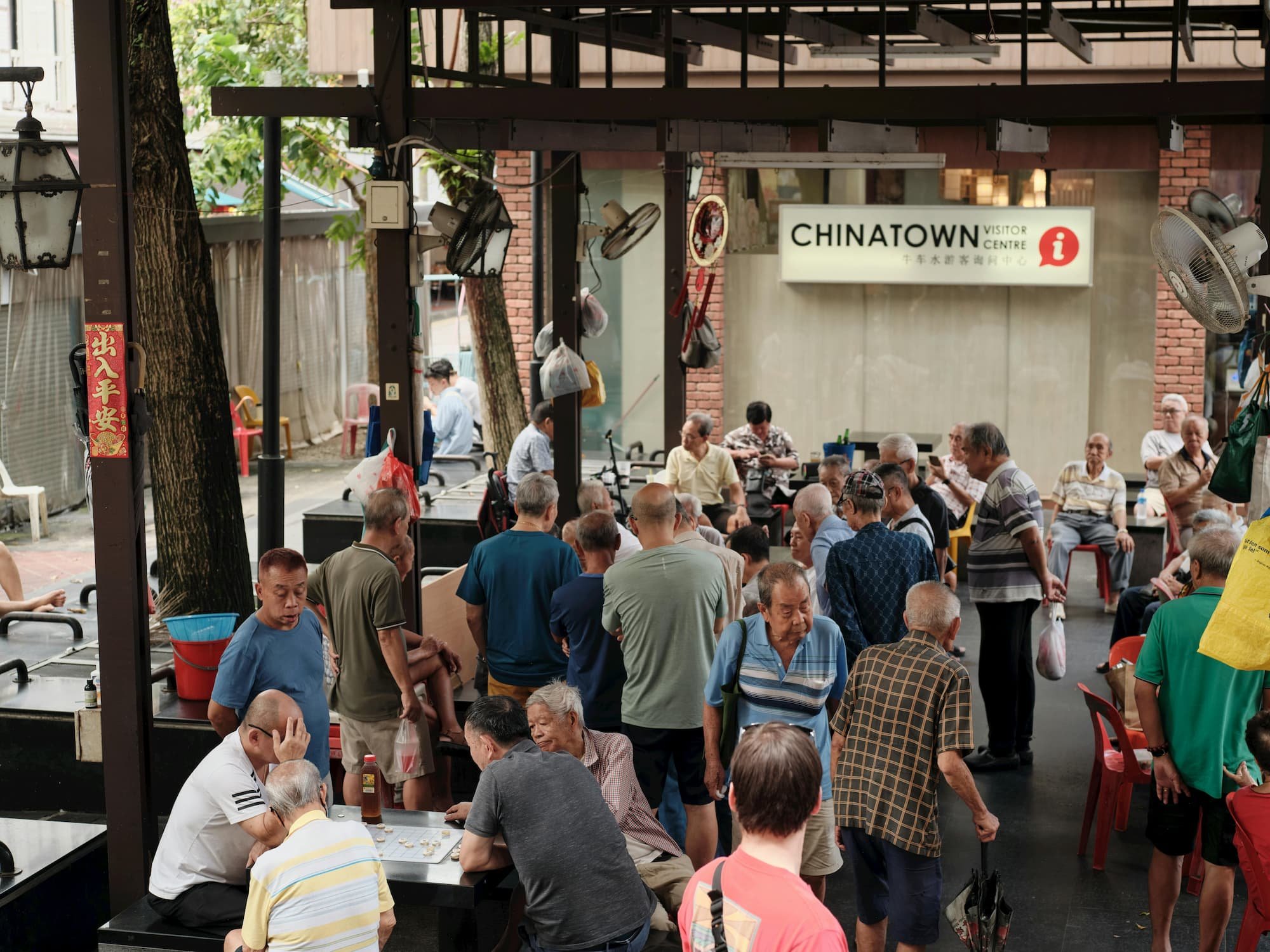 Locals socialising n Singapore China Town