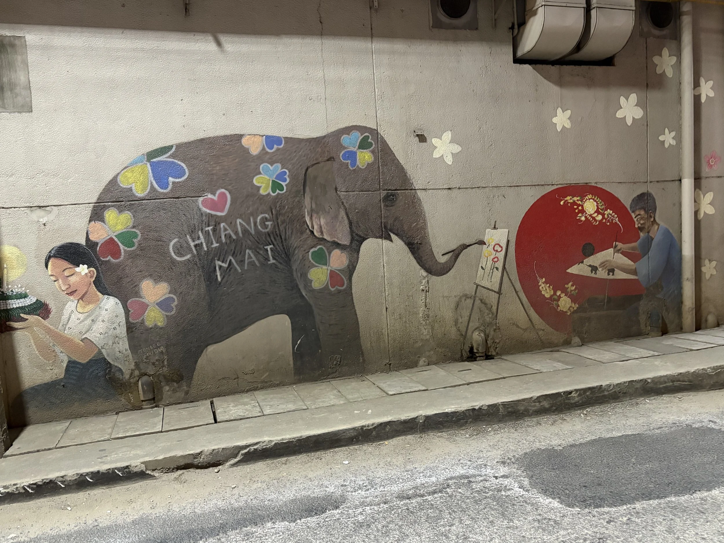 Elephnat street art in Chiang Mai in Thailand