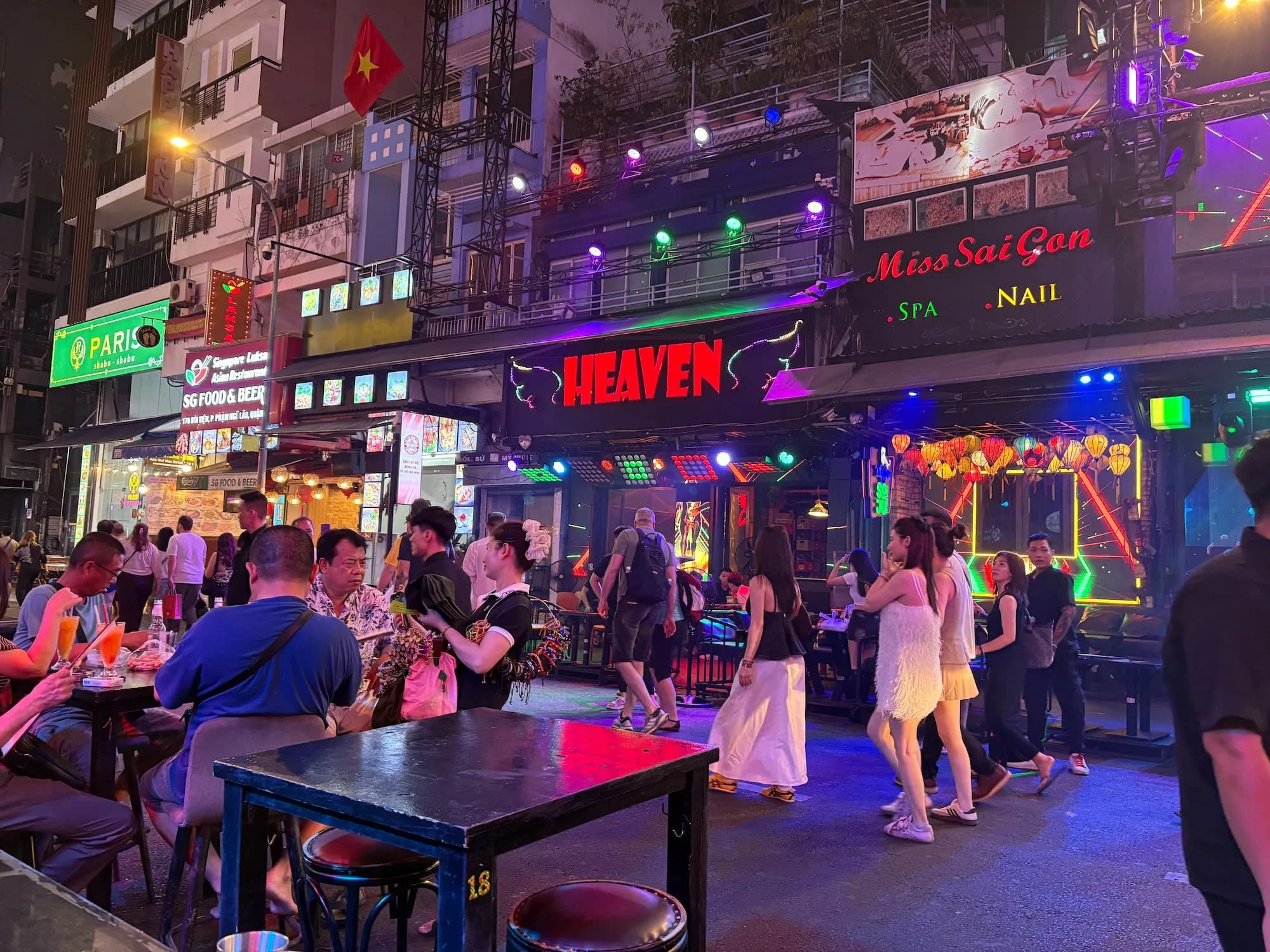 Busy bars in Bui Vien Street in Ho Chi Minh City.