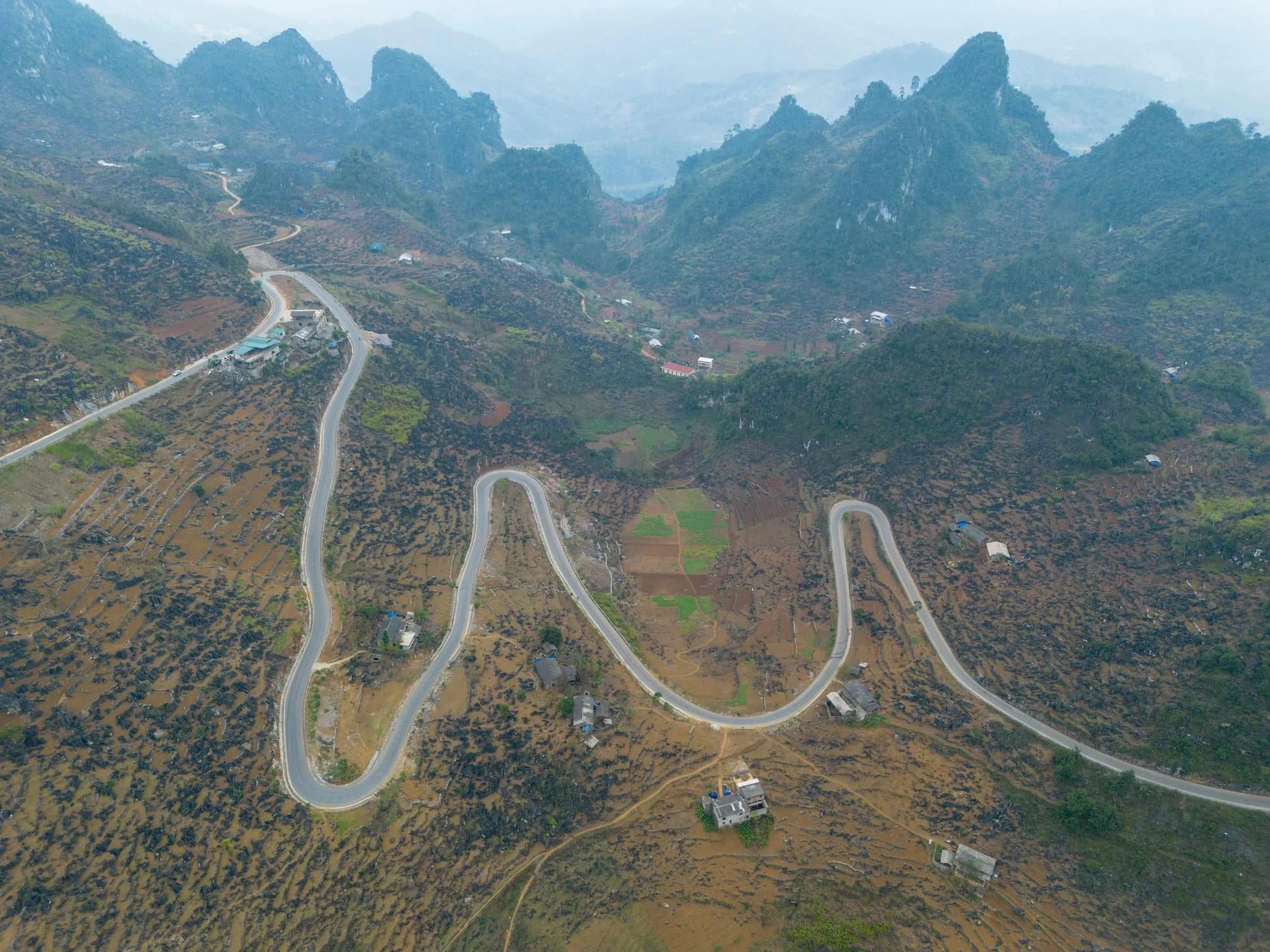 Mountain road near Hai Giang Vietnam