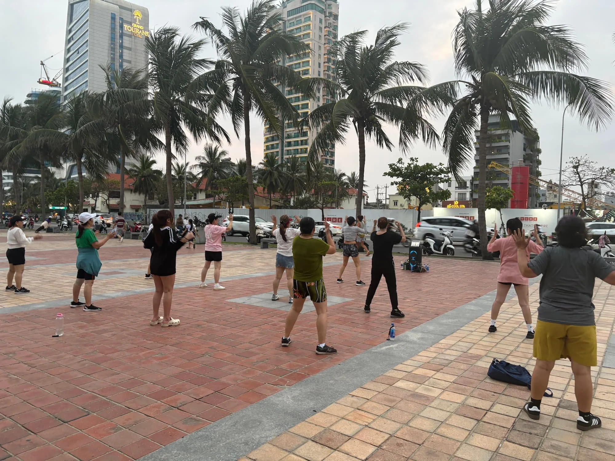 Locals enjoying a fitness class in Da Nang in Vietnam