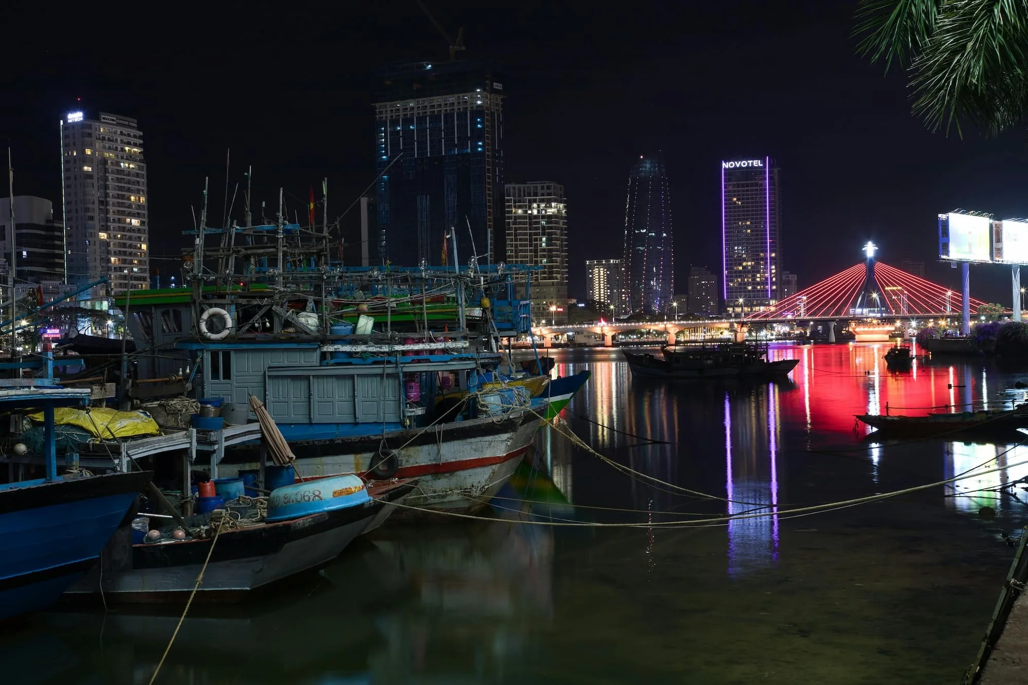Han River views at night in Da Nang in VIetnam