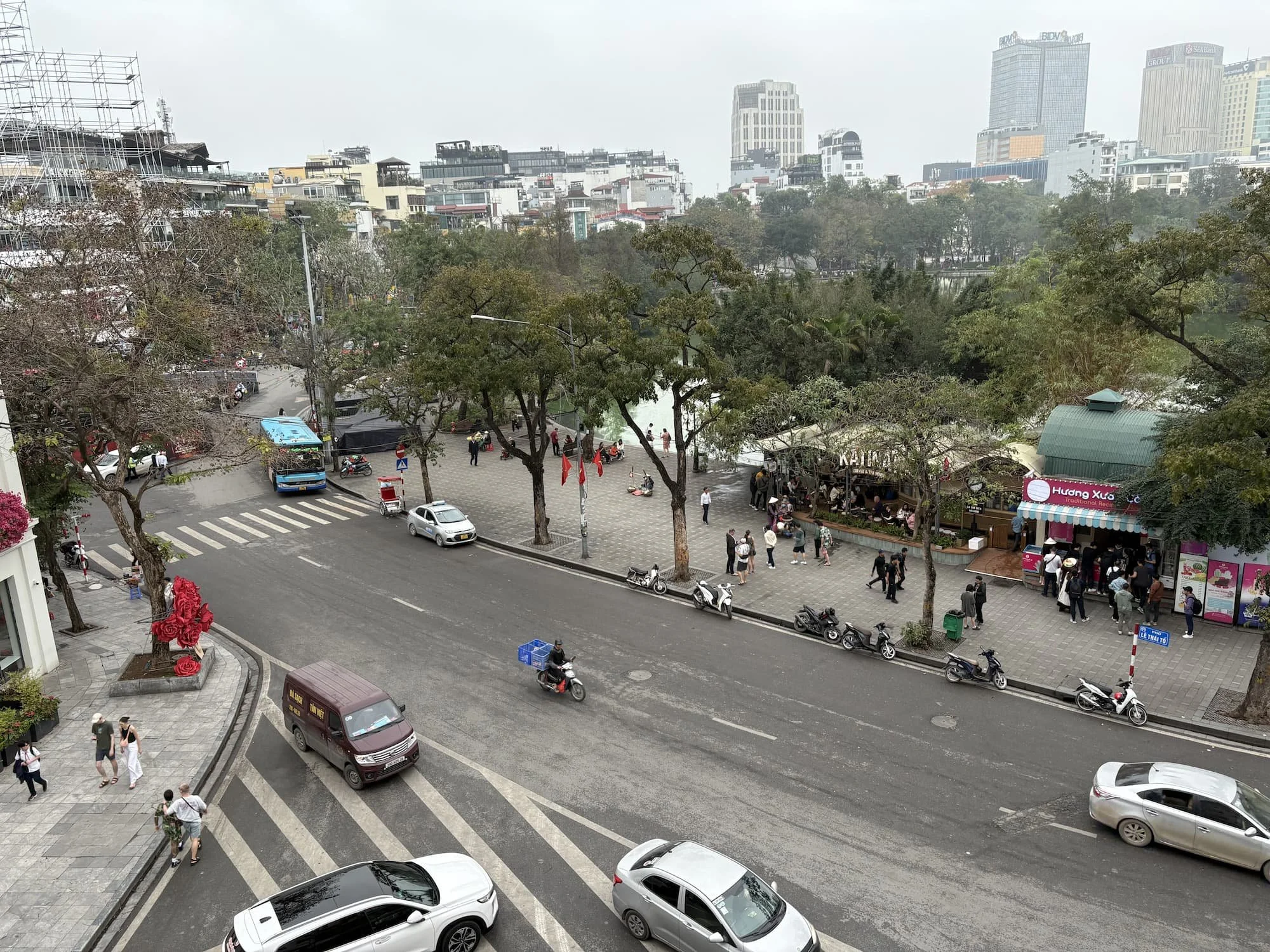Views of Hanoi from upstairs in Note Coffee in Hanoi in Vietnam