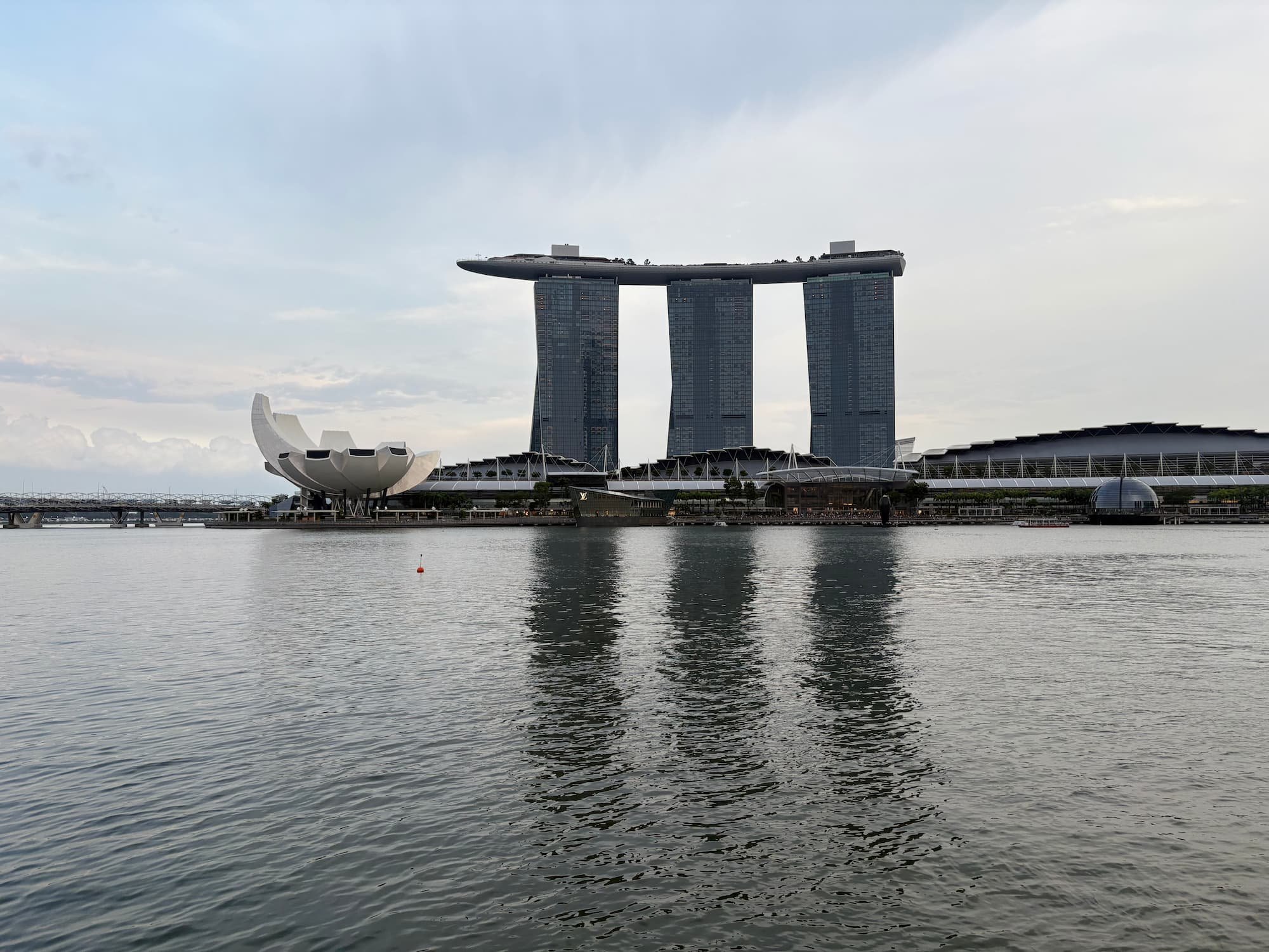 Views of Marina Bay Sands and Science Museum from The Fullerton Hotel in Singapore
