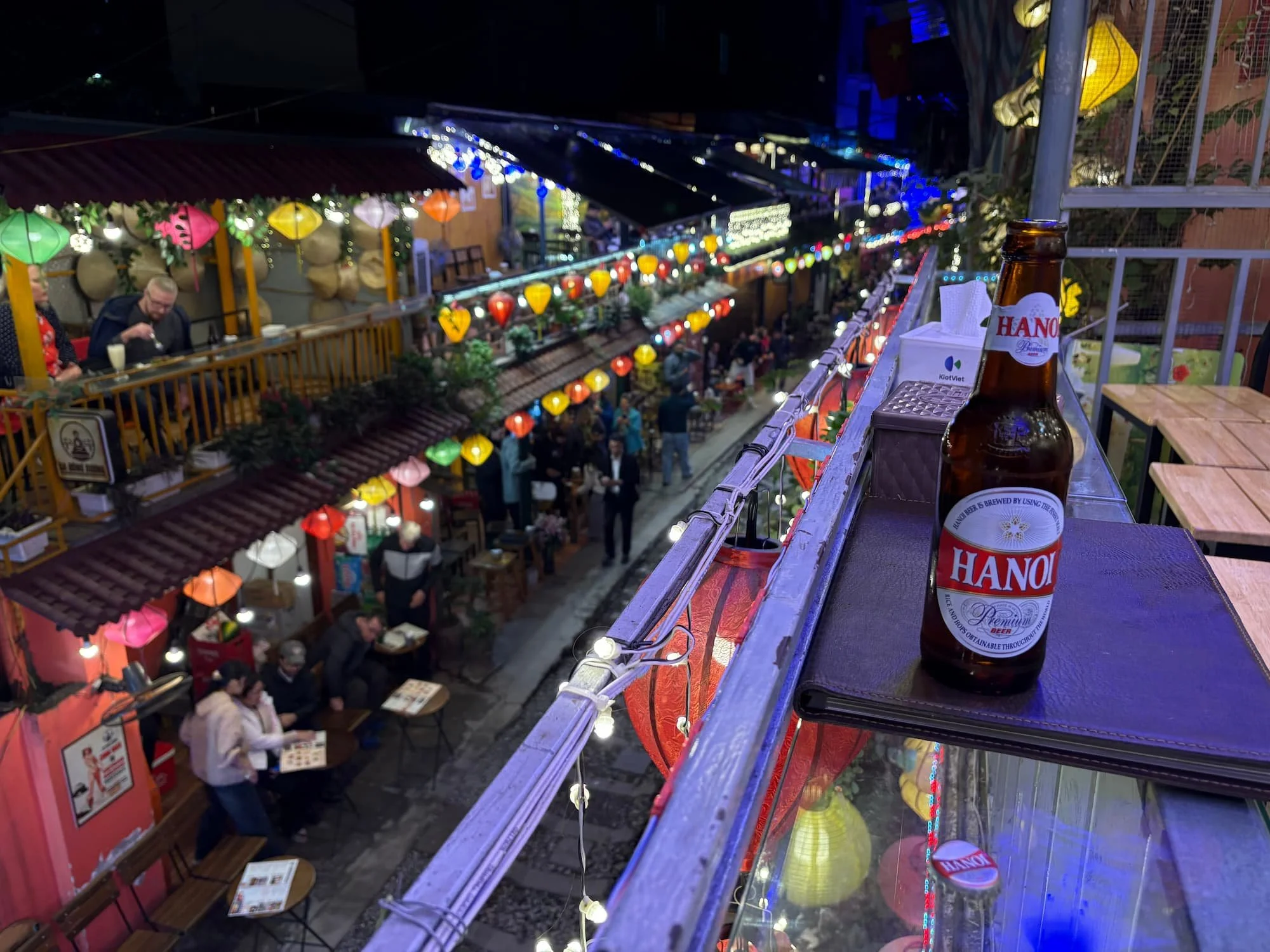 Hanoi Beer overlooking Train Street in Vietnam