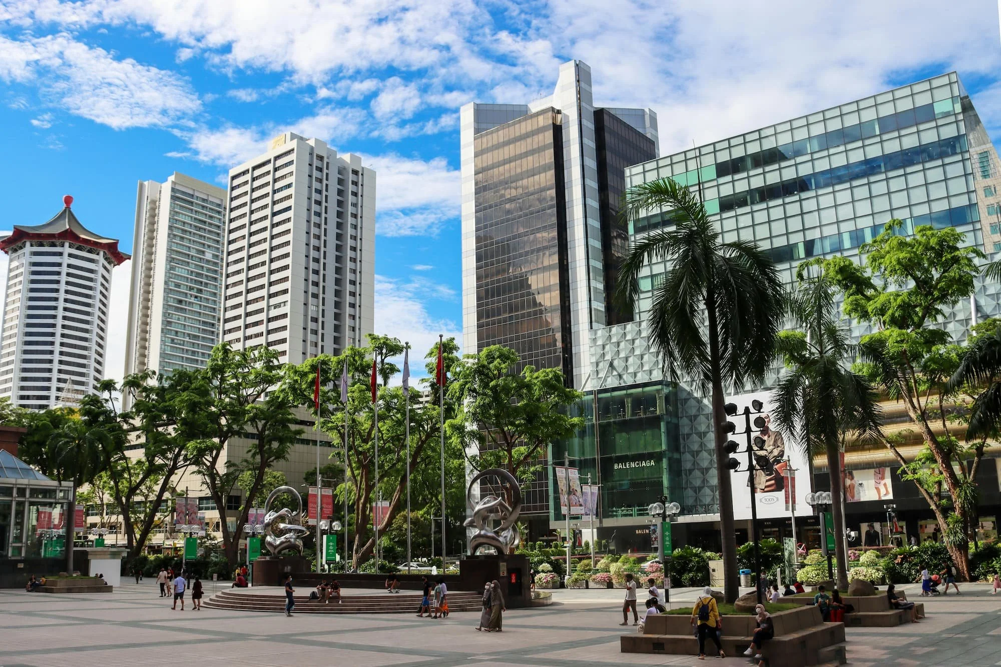 Square and skyscrapers at Orchard Road in Singapore